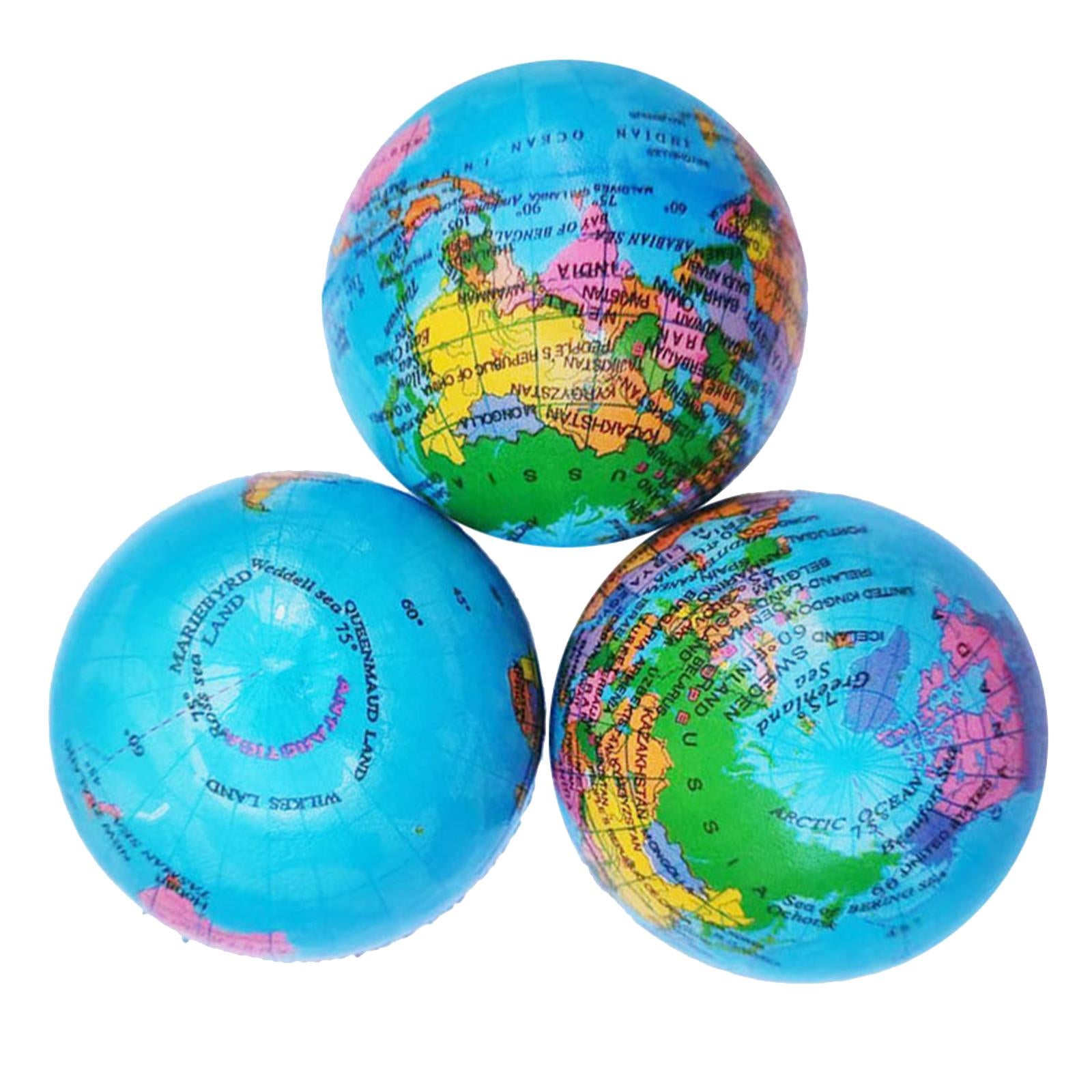 3 Pieces Squeezable Foam Ball World Maps Earth Hand Toys for Party Favors School