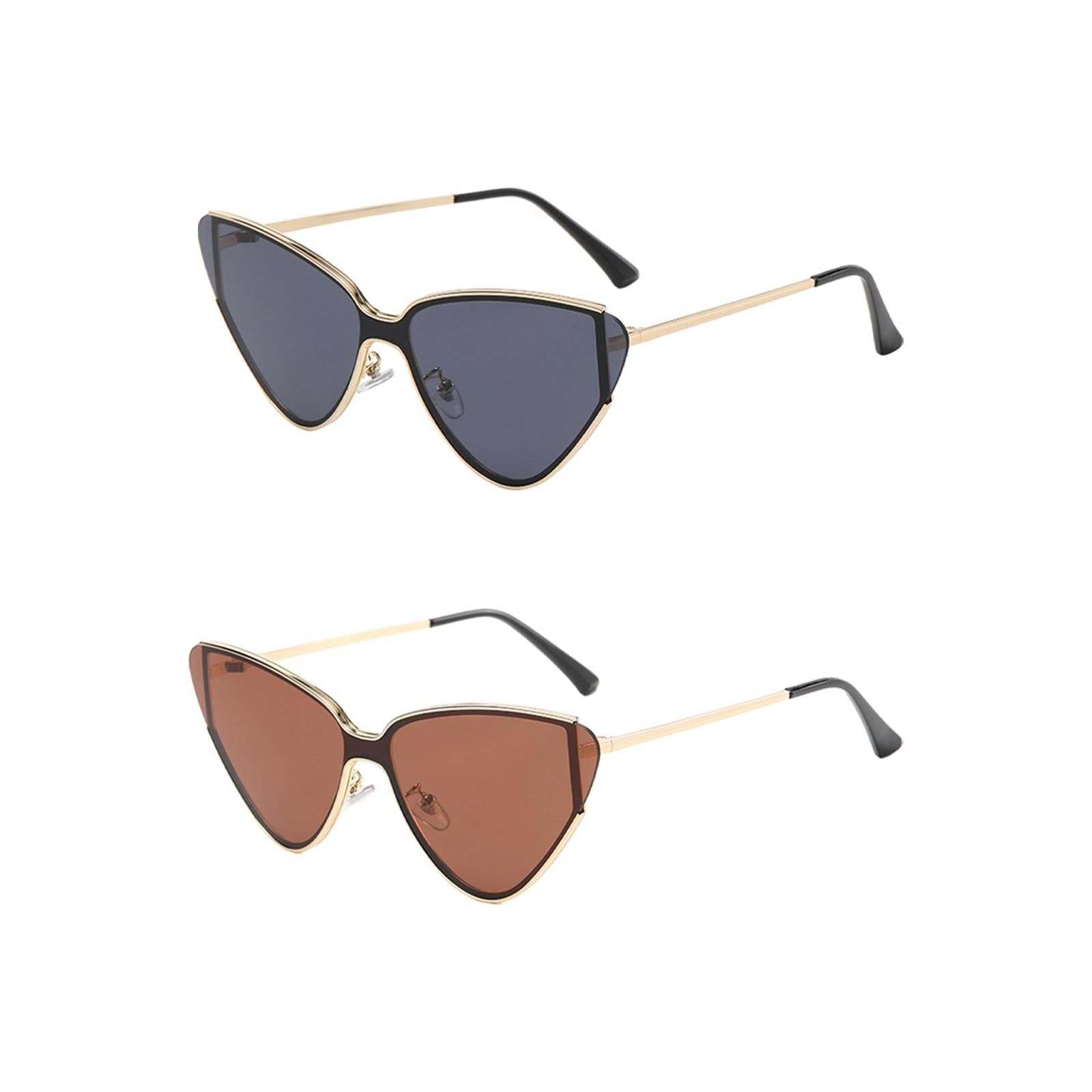 Retro Cat Eye Sunglasses Metal Frame Eyeglasses for Street Traveling Outdoor Black