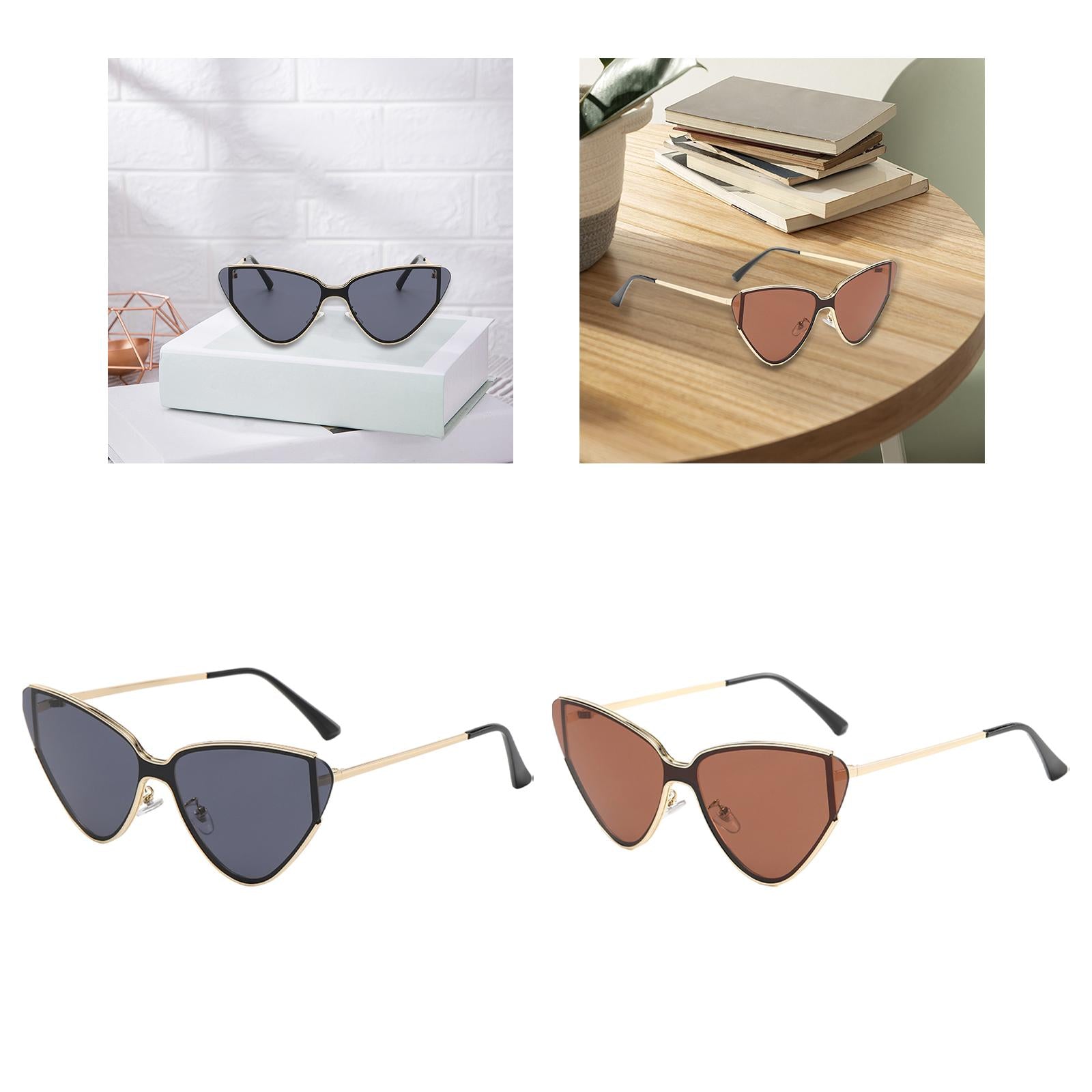 Retro Cat Eye Sunglasses Metal Frame Eyeglasses for Street Traveling Outdoor Black