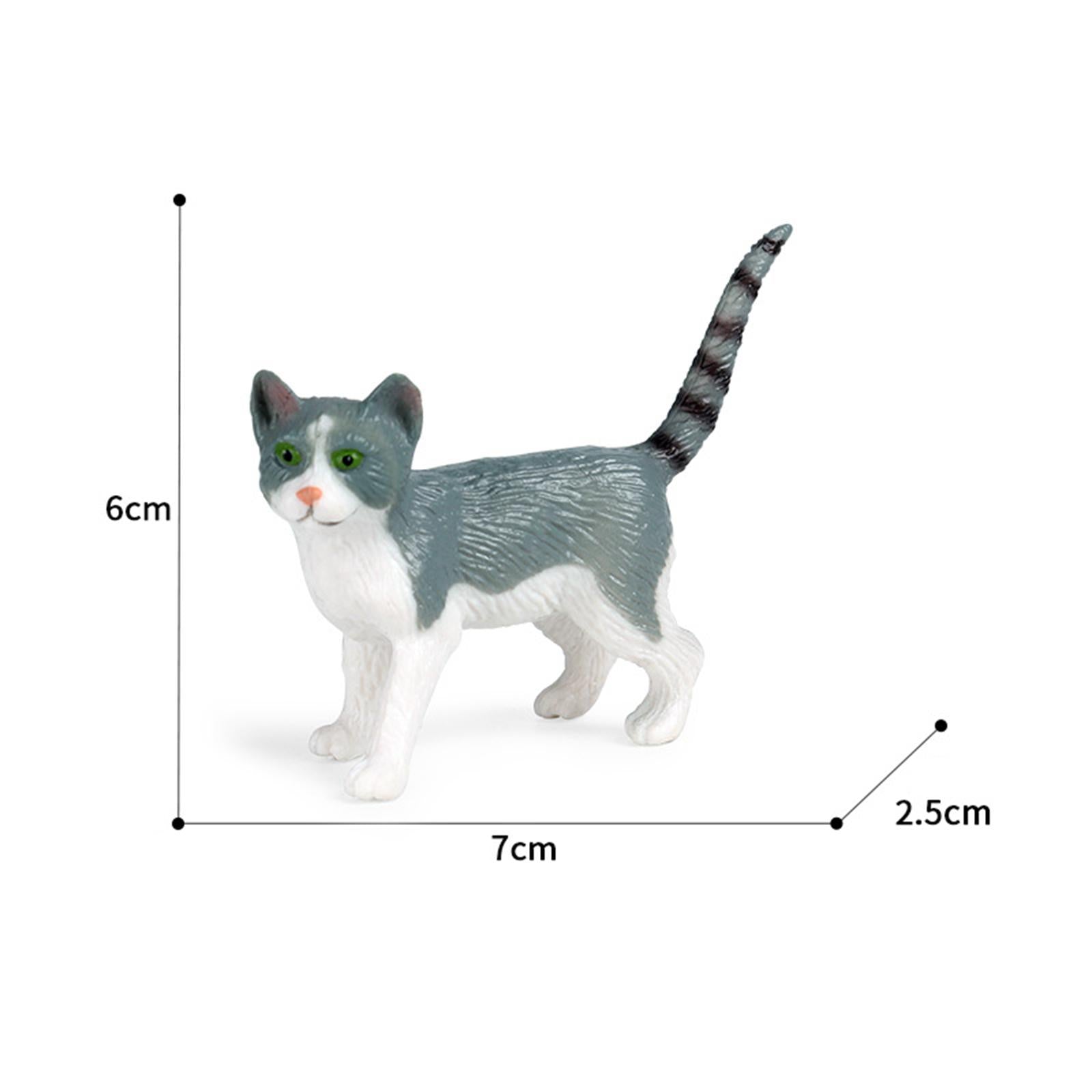 Realistic Animals Figures Cats Figurines for Birthday Gift Cake Topper Gray White