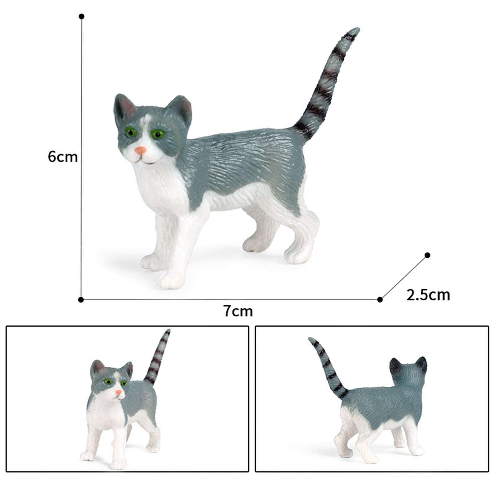 Realistic Animals Figures Cats Figurines for Birthday Gift Cake Topper Gray White