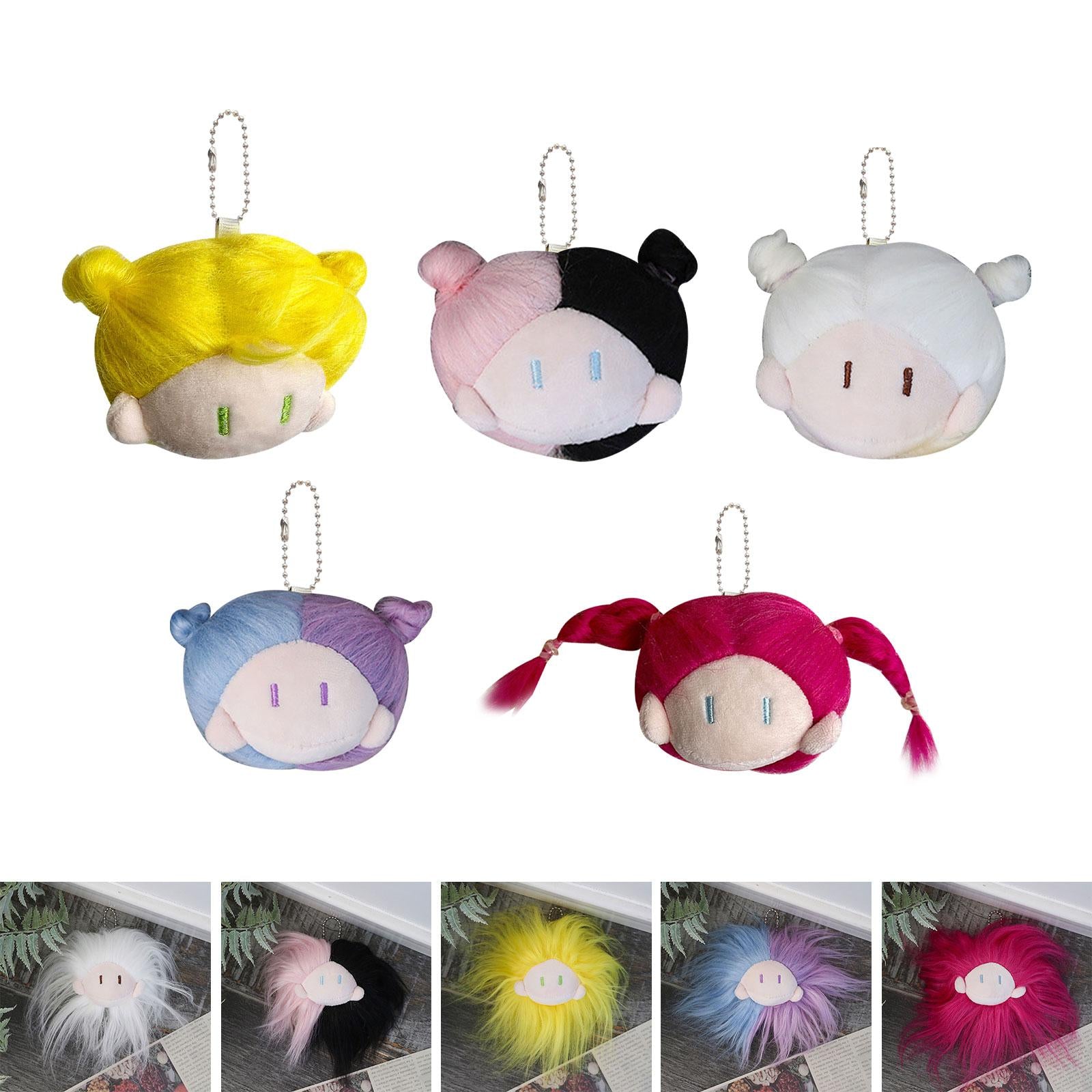 Doll Head Keychain Lovely Decoration Kids Playset for Handbag Birthday Gifts White