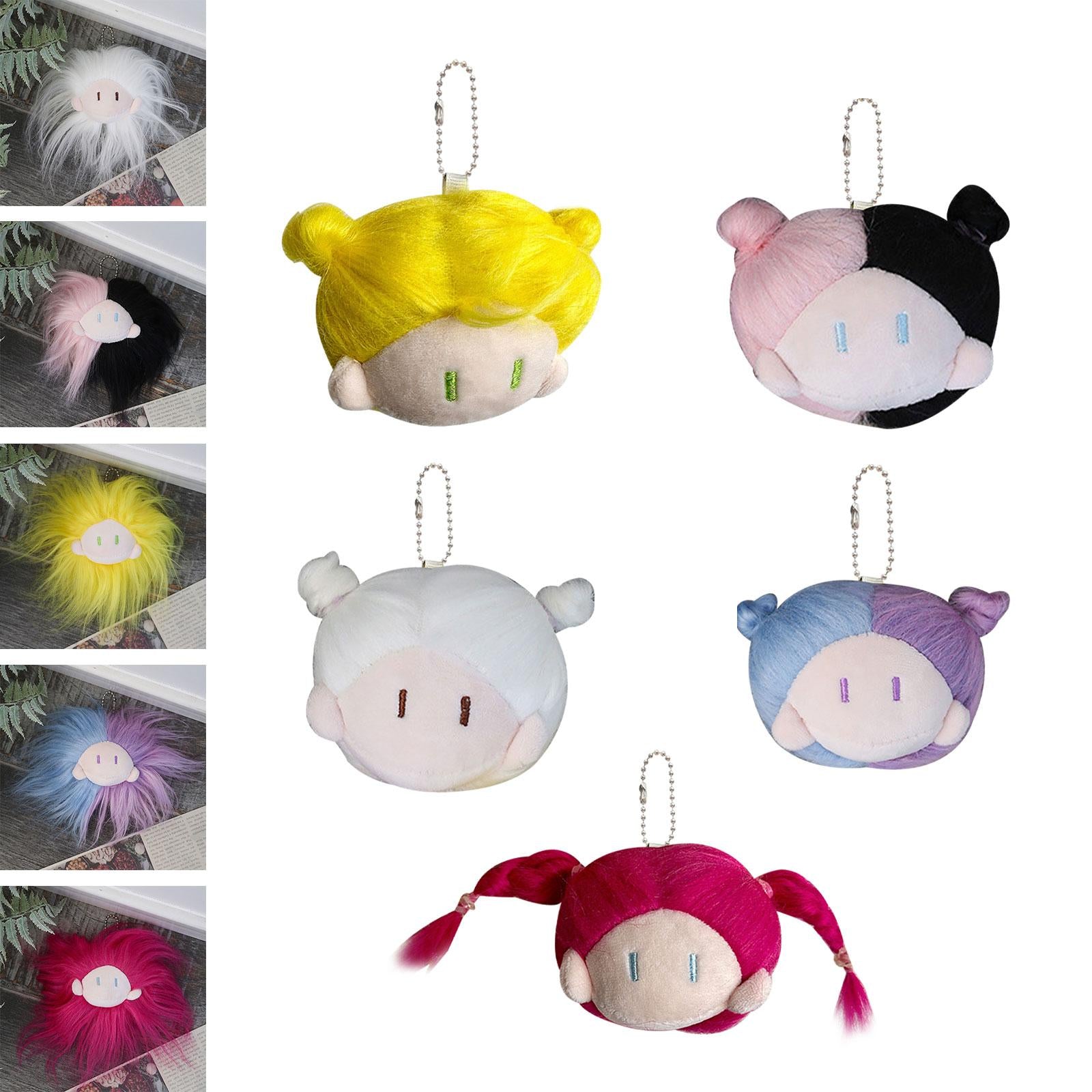 Doll Head Keychain Lovely Decoration Kids Playset for Handbag Birthday Gifts White