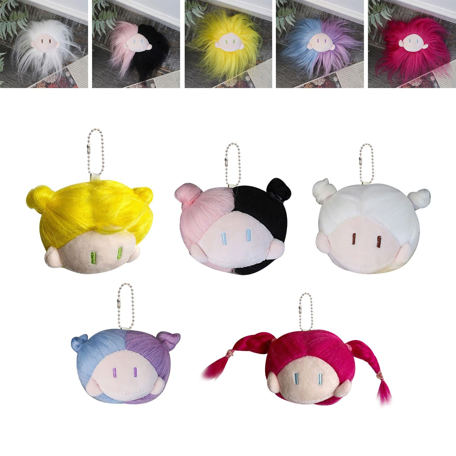 Doll Head Keychain Lovely Decoration Kids Playset for Handbag Birthday Gifts White
