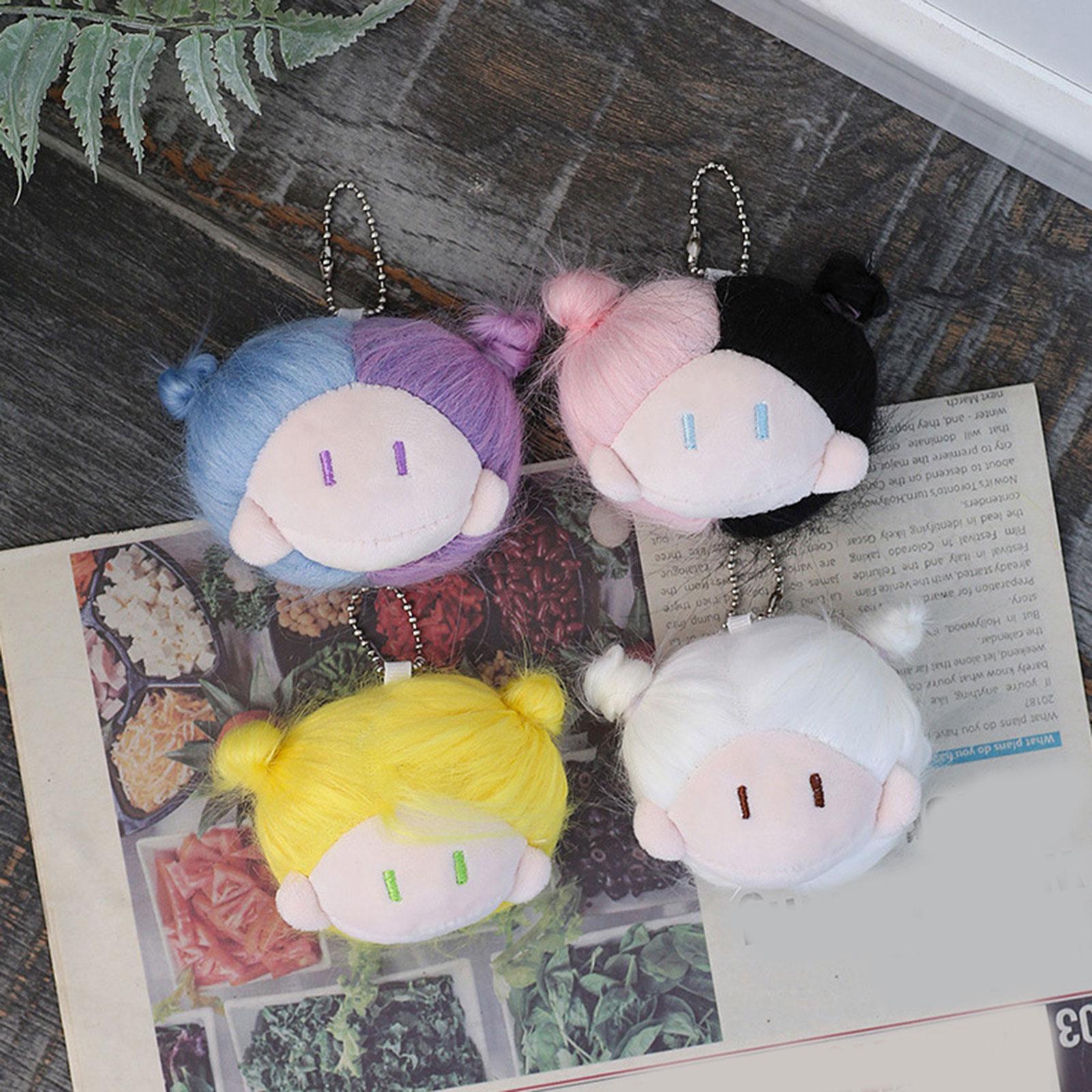 Doll Head Keychain Lovely Decoration Kids Playset for Handbag Birthday Gifts White