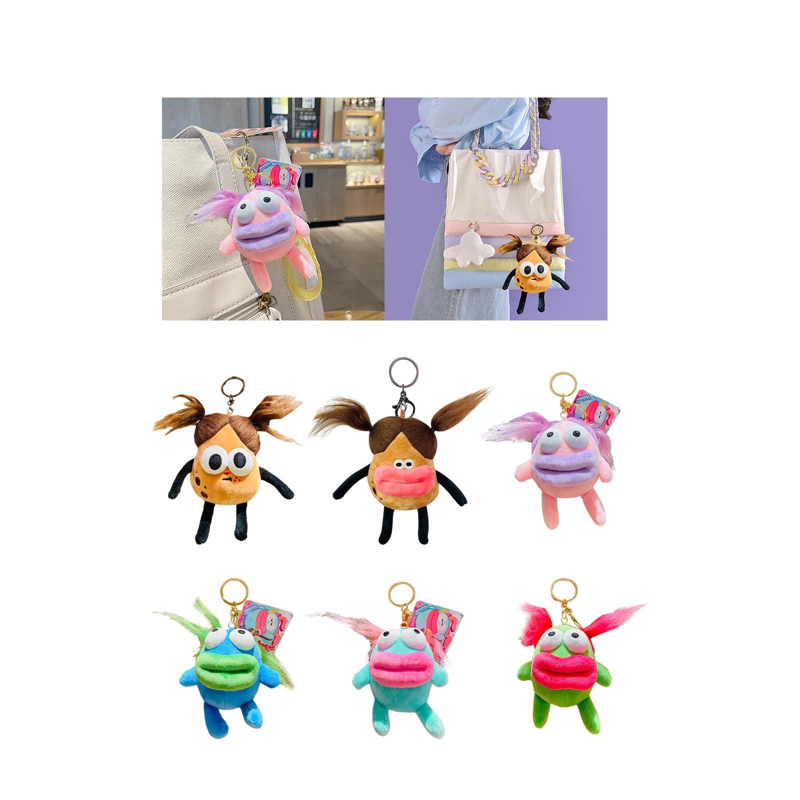 Plush Doll Keychain Stuffed Animal Key Pendant for Graduation Backpack Purse Style A