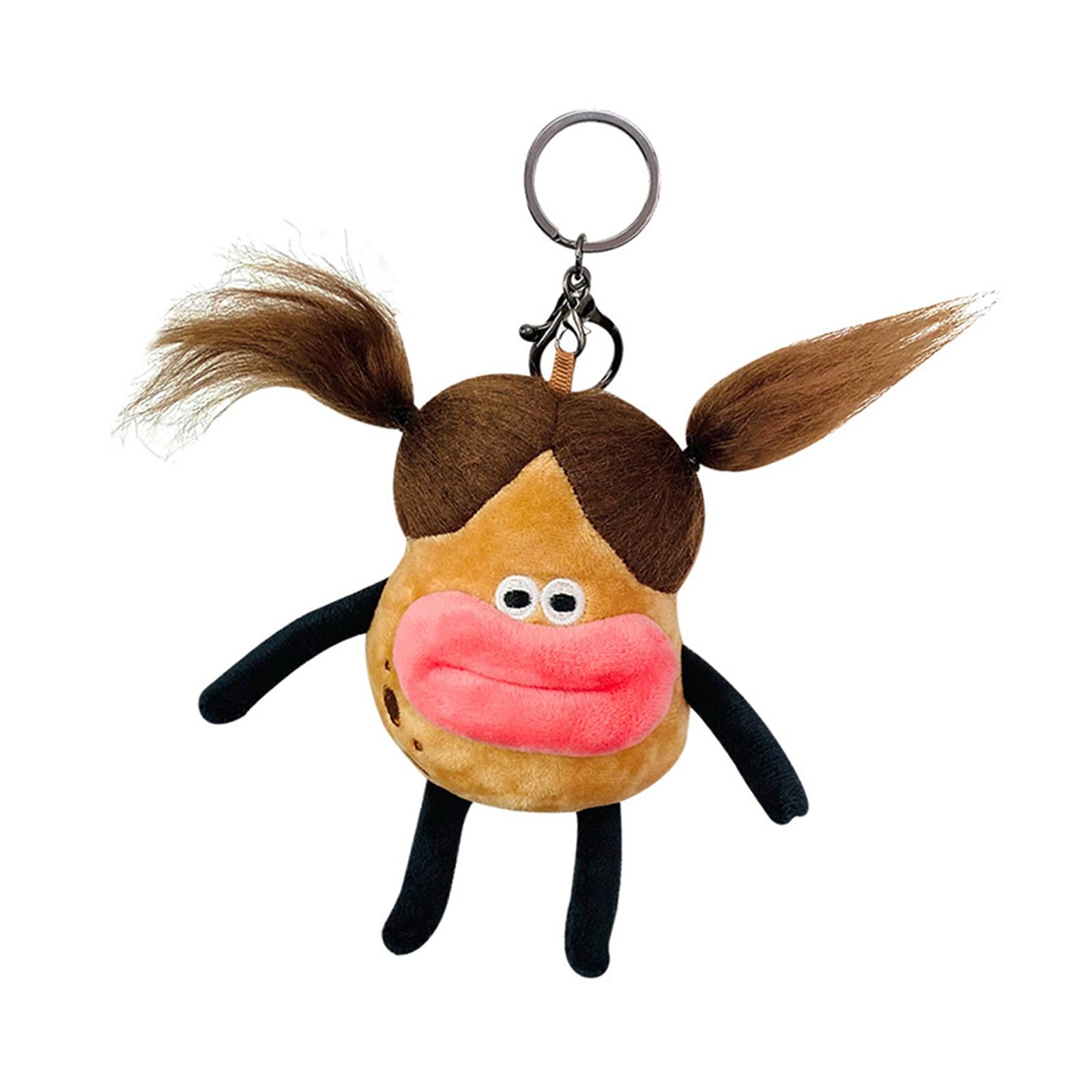 Plush Doll Keychain Stuffed Animal Key Pendant for Graduation Backpack Purse Style B