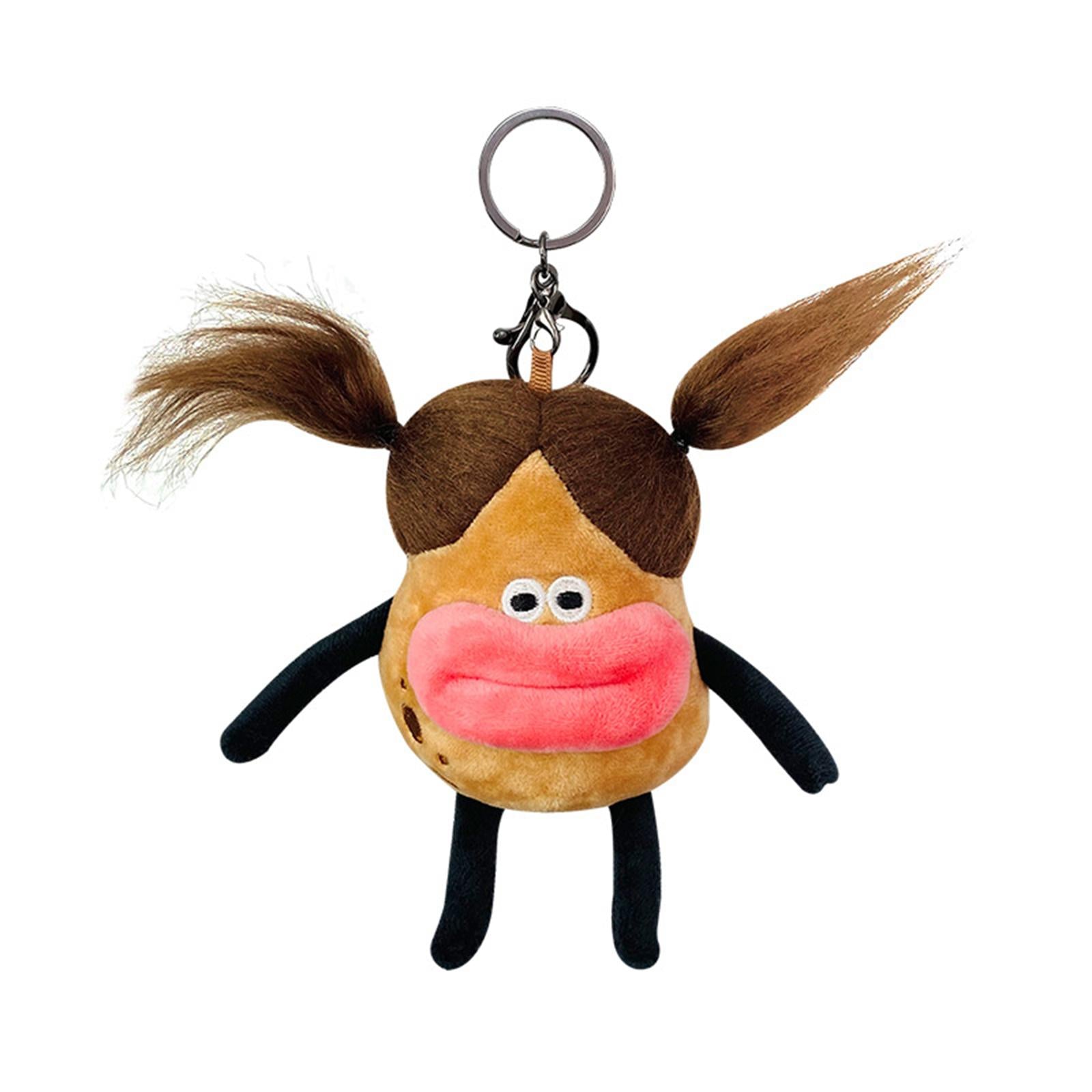 Plush Doll Keychain Stuffed Animal Key Pendant for Graduation Backpack Purse Style B