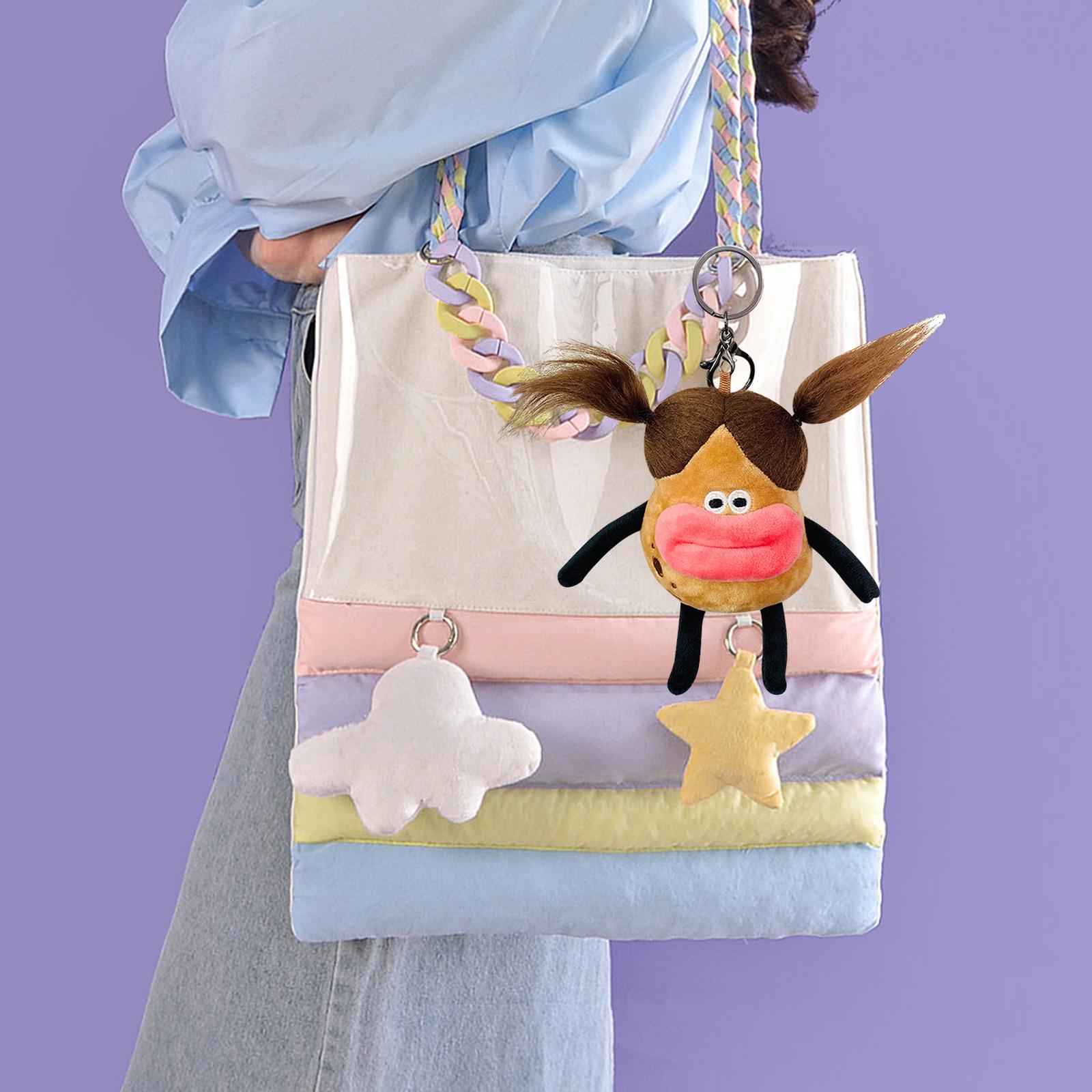 Plush Doll Keychain Stuffed Animal Key Pendant for Graduation Backpack Purse Style B