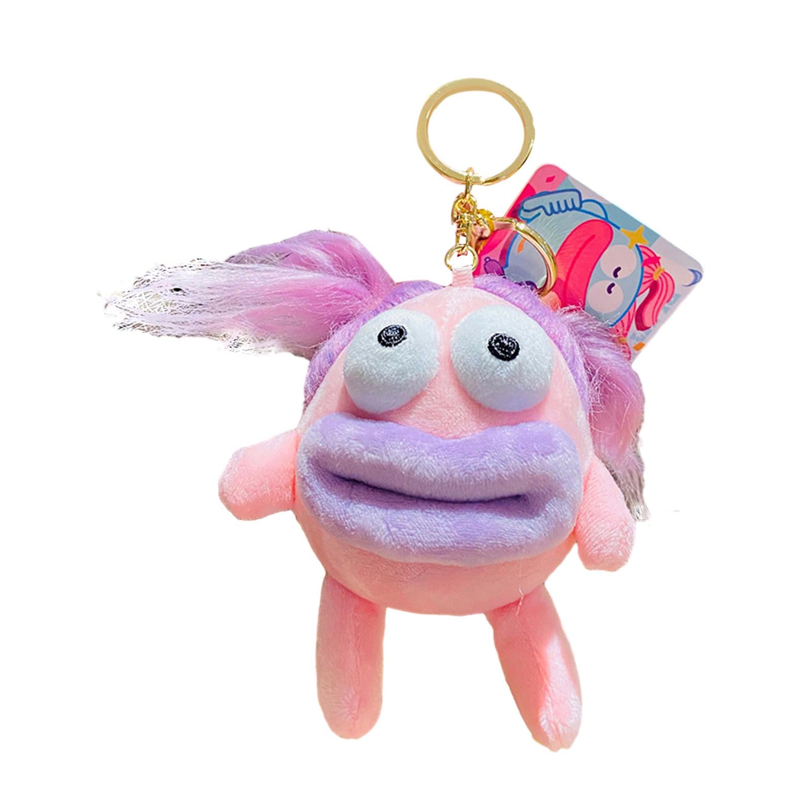 Plush Doll Keychain Stuffed Animal Key Pendant for Graduation Backpack Purse Pink