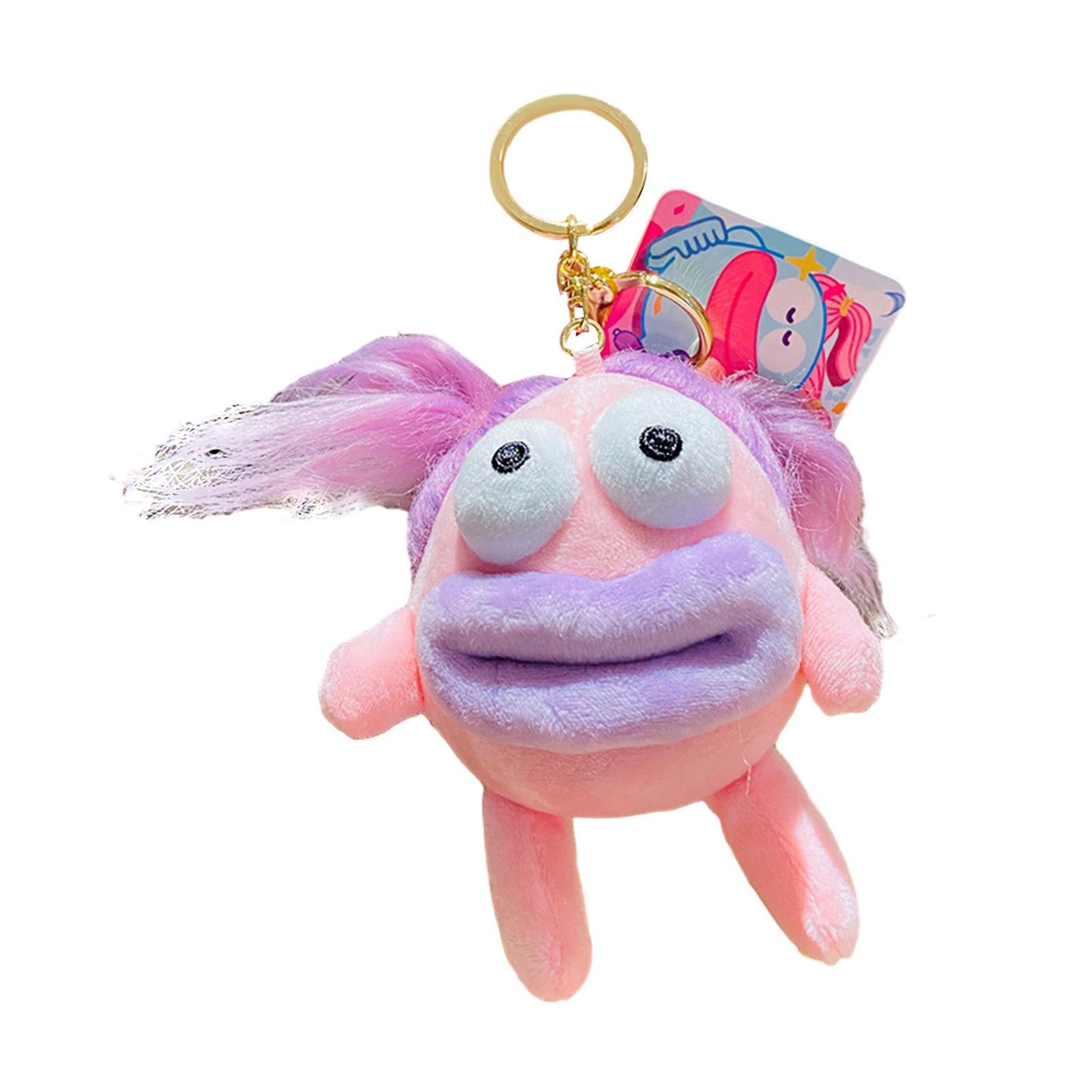 Plush Doll Keychain Stuffed Animal Key Pendant for Graduation Backpack Purse Pink