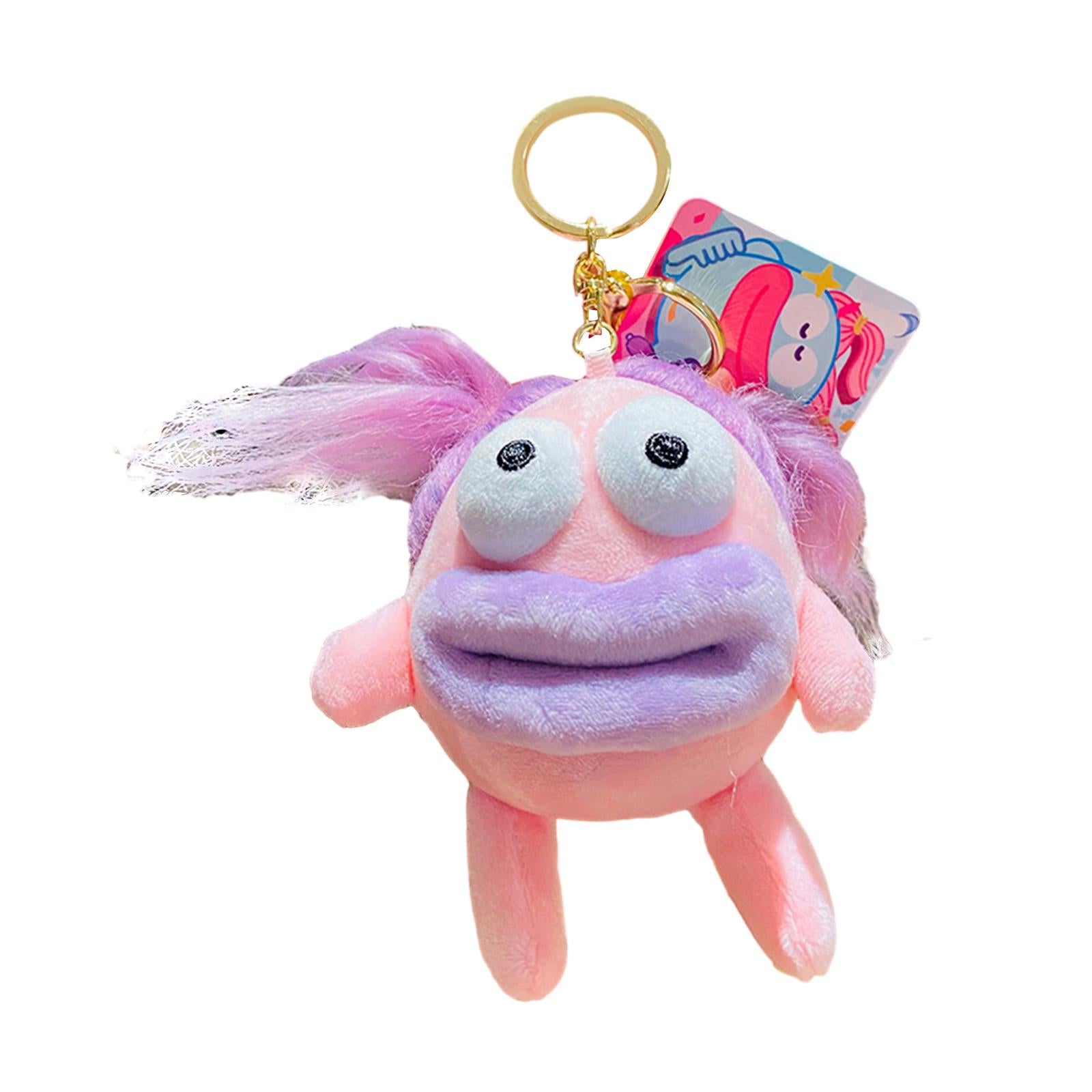Plush Doll Keychain Stuffed Animal Key Pendant for Graduation Backpack Purse Pink