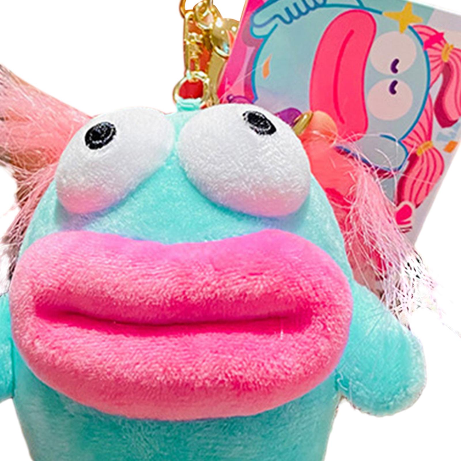 Plush Doll Keychain Stuffed Animal Key Pendant for Graduation Backpack Purse Blue Pink