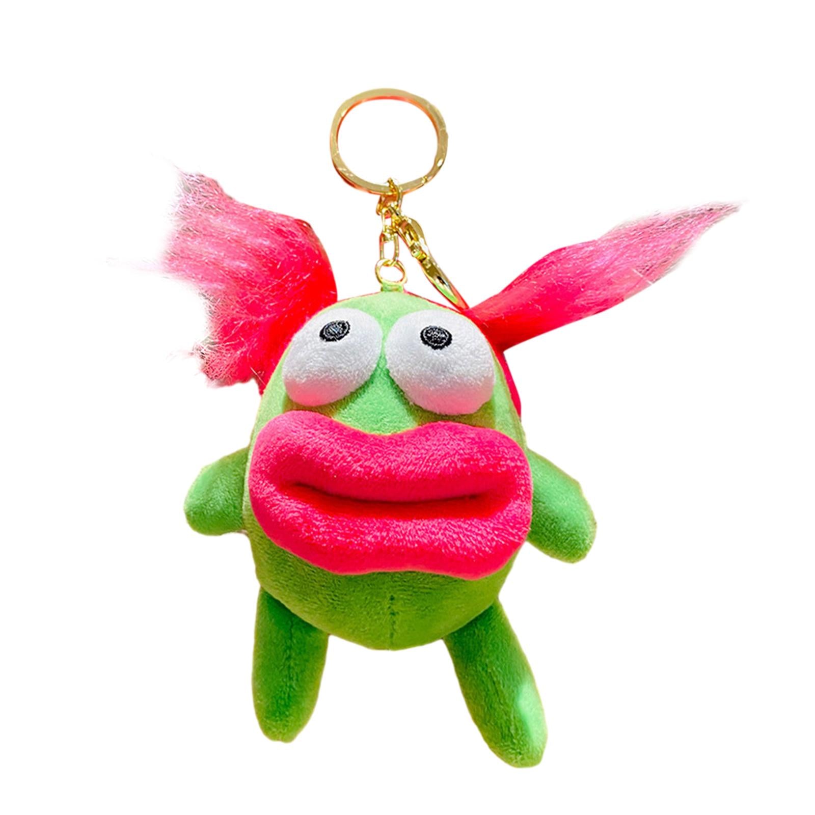 Plush Doll Keychain Stuffed Animal Key Pendant for Graduation Backpack Purse Green