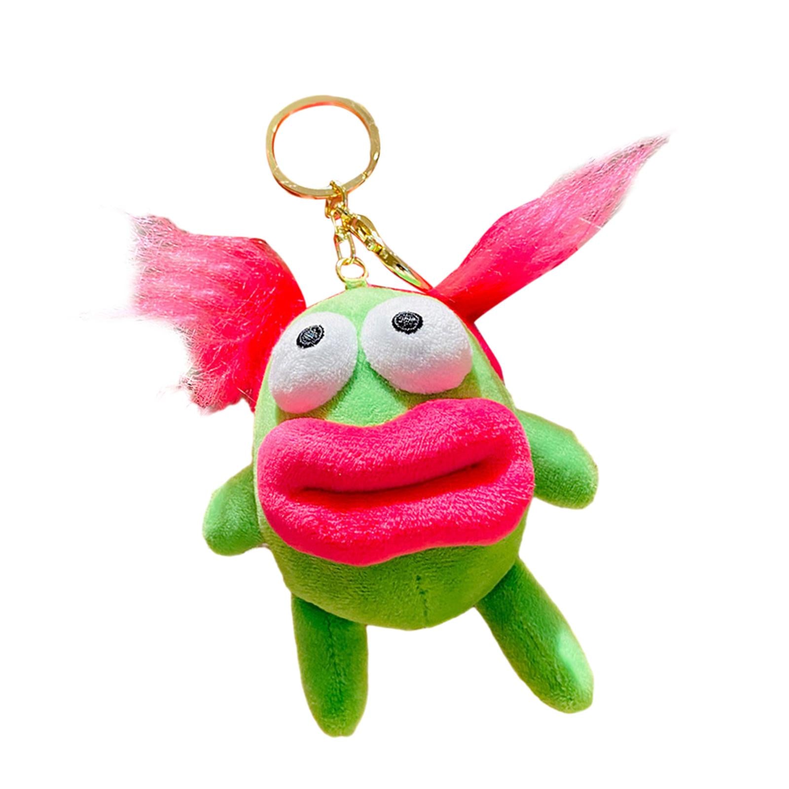 Plush Doll Keychain Stuffed Animal Key Pendant for Graduation Backpack Purse Green