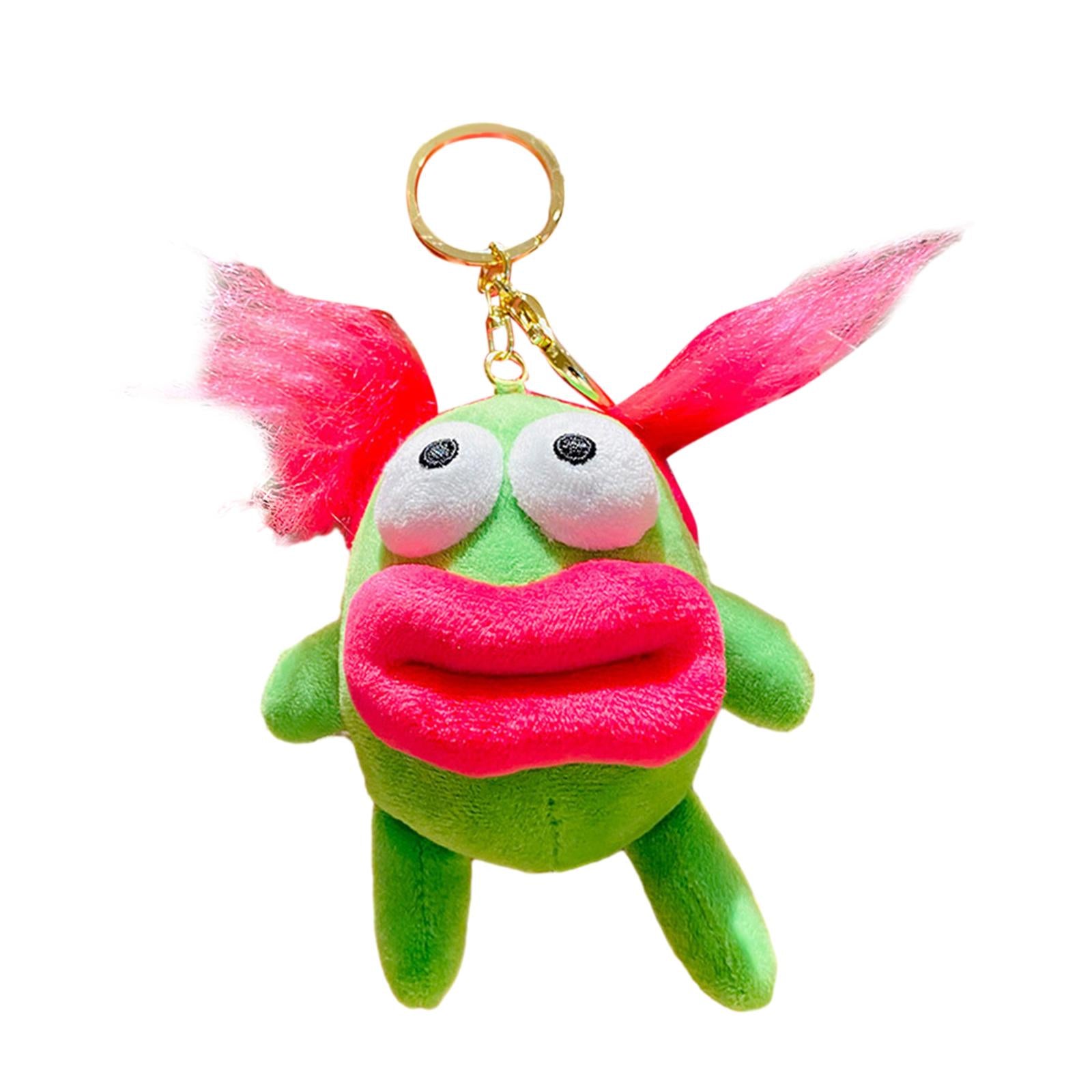 Plush Doll Keychain Stuffed Animal Key Pendant for Graduation Backpack Purse Green