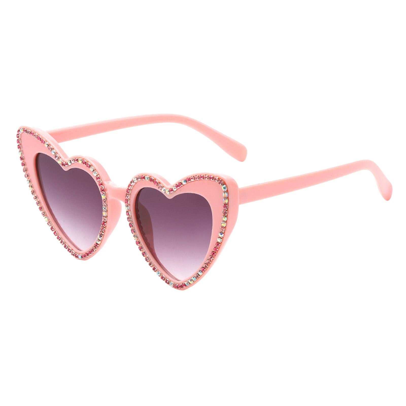 Fashion Heart Shaped Sunglasses UV400 Lightweight for Photo Props Woman Gift Pink