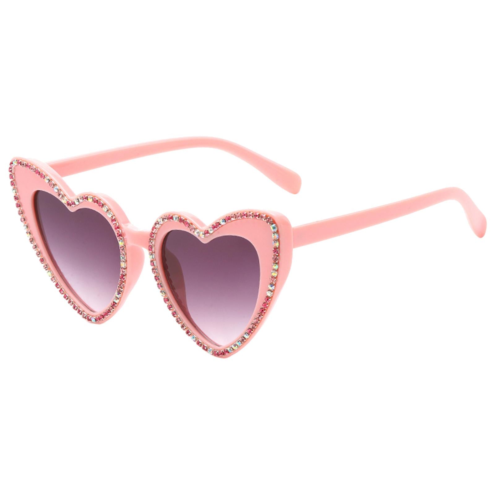 Fashion Heart Shaped Sunglasses UV400 Lightweight for Photo Props Woman Gift Pink