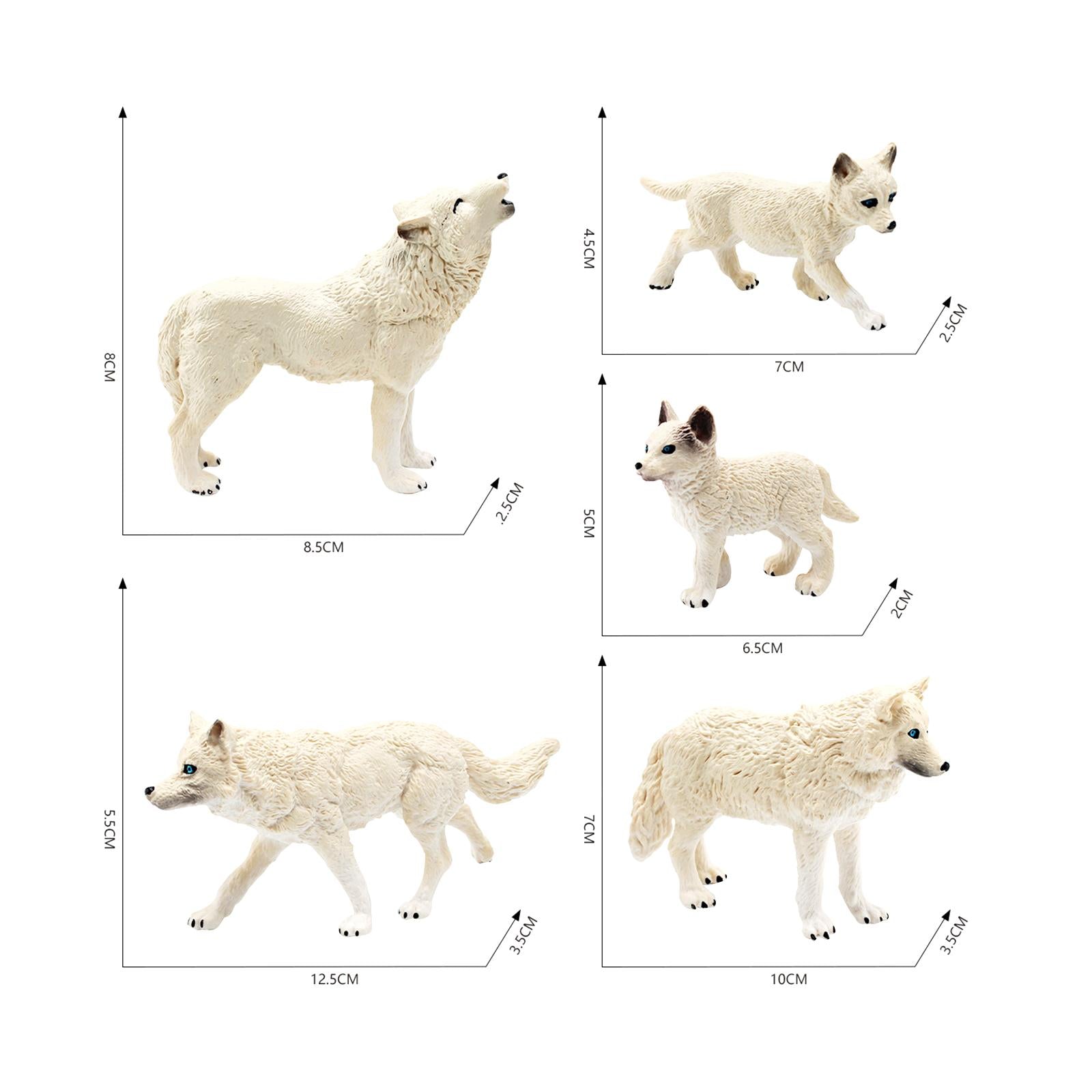 5Pcs Wolf Toy Figurines Wolf Playset Model for Xmas Present Educational Toys