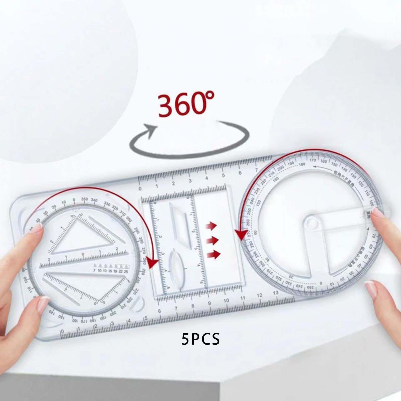 5x Geometric Ruler Portable Drawing Template for Office Artists Pattern Maker