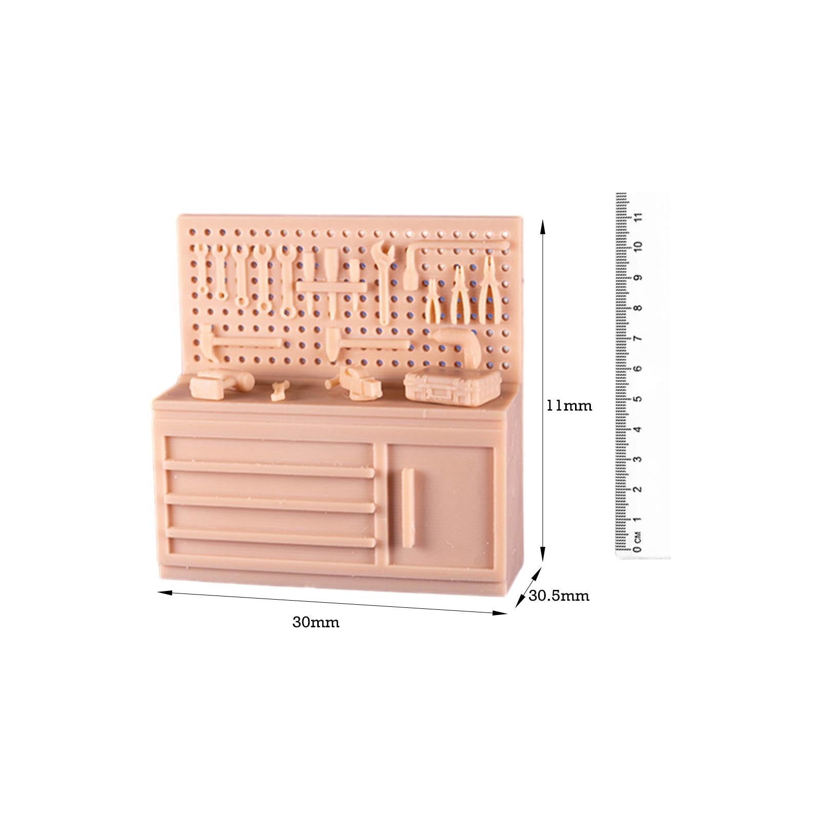 1/64 Cabinet Auto Repair Tool Tiny Model for DIY Sand Table Desktop Ornament Long Workbench
