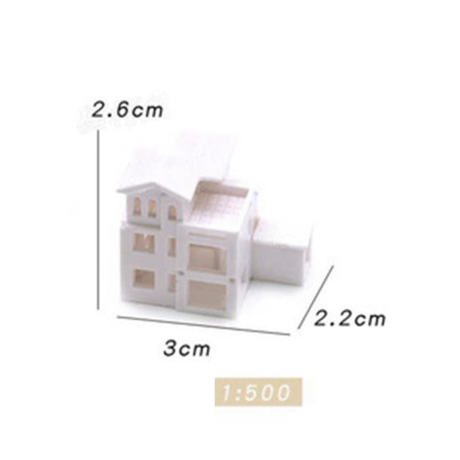 Miniature Unpainted House Landscape Railway Train 1:500 Dollhouse Decoration Style B