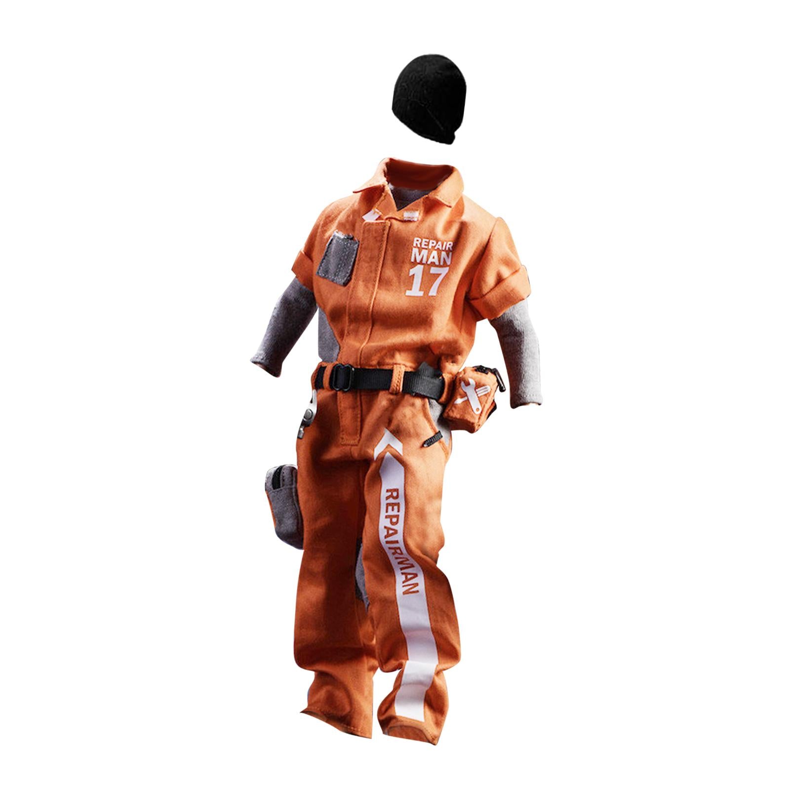1:6 Mans Orange Coverall Repairman Clothes Casual for 12inch Soldier Figures