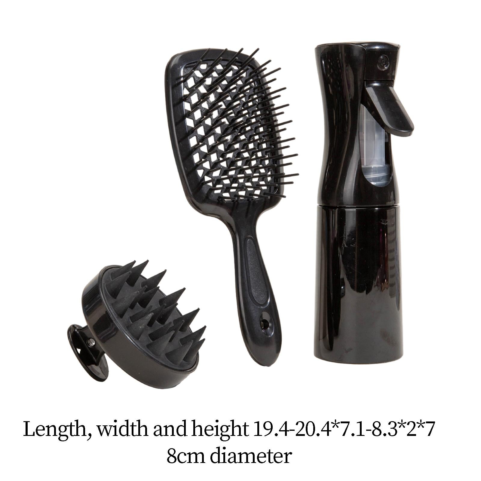 3Pcs Hair Brush Set for Curly Hair Kids Wet and Dry Hair Scalp Massage Brush Black