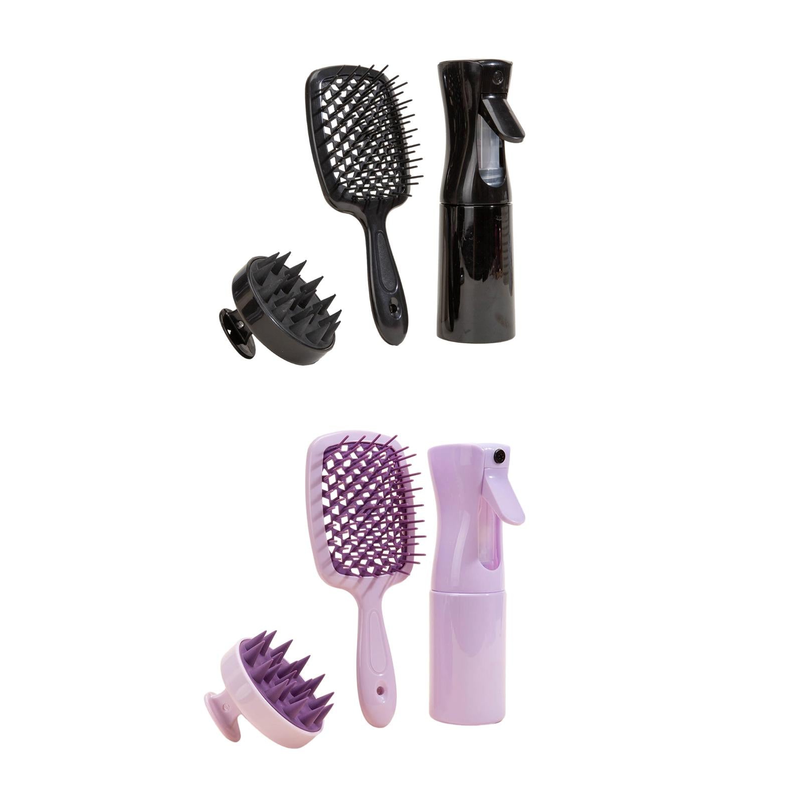 3Pcs Hair Brush Set for Curly Hair Kids Wet and Dry Hair Scalp Massage Brush Black