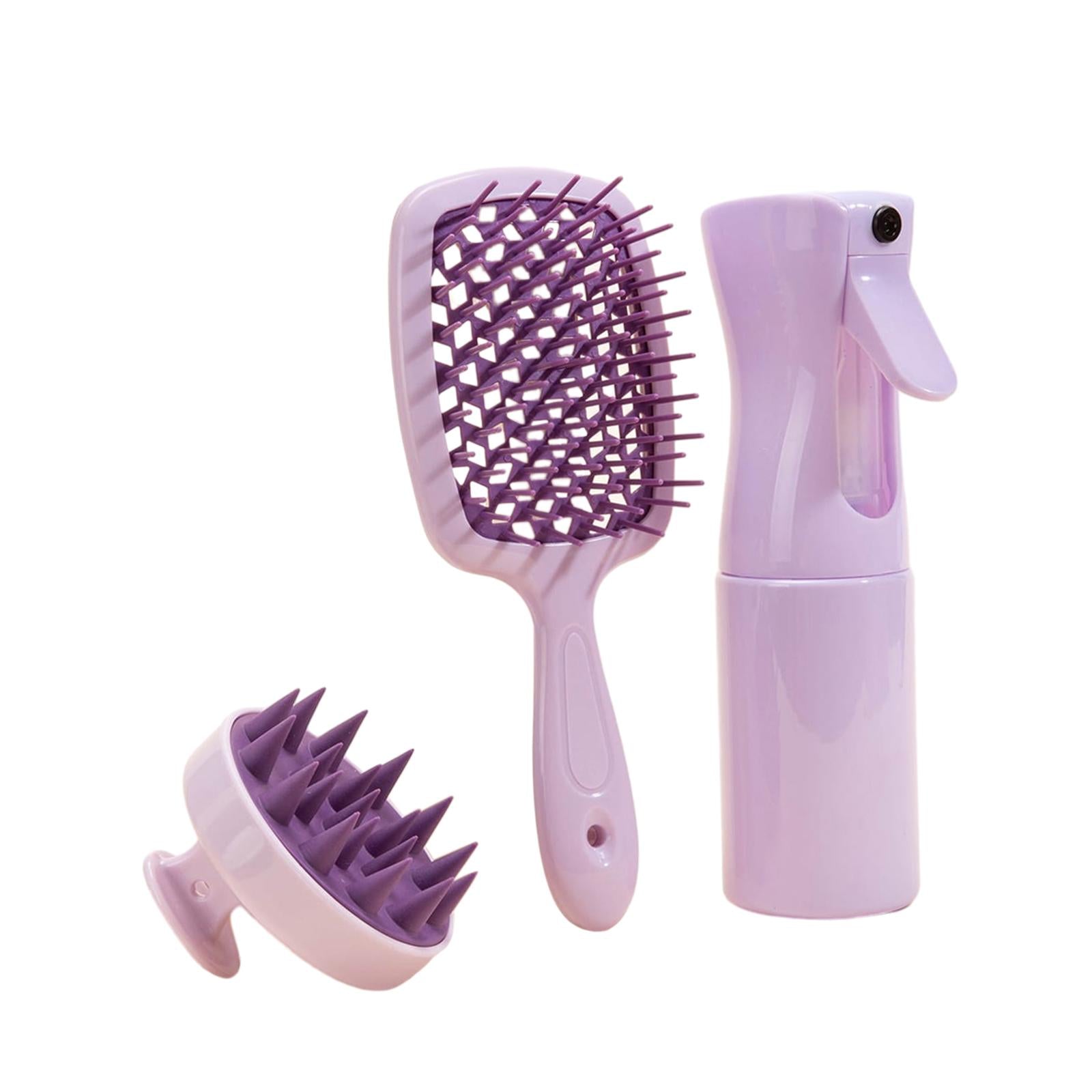 3Pcs Hair Brush Set for Curly Hair Kids Wet and Dry Hair Scalp Massage Brush Violet