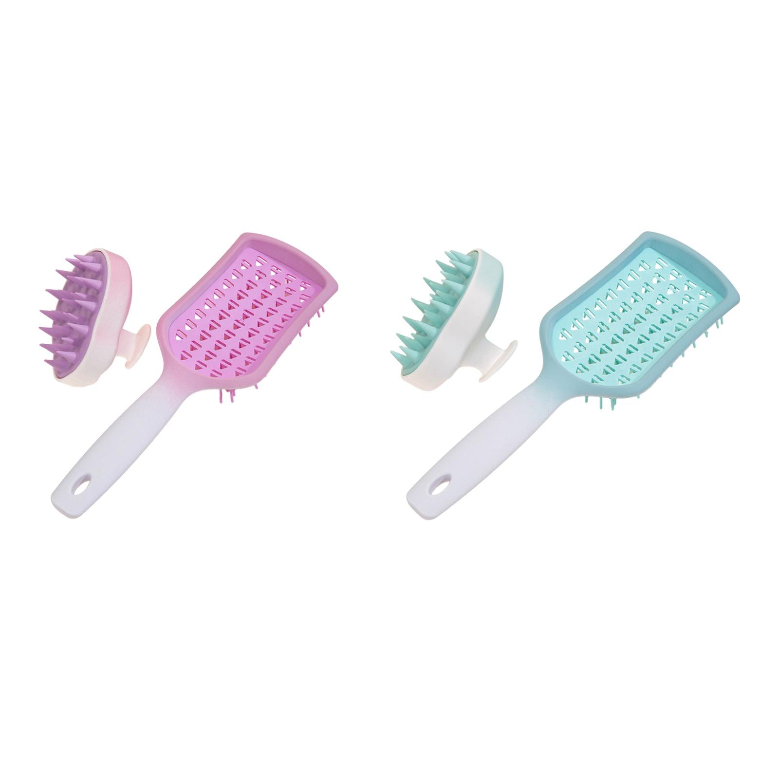 2Pcs Comb Head Massage Hair Detangling Brush for All Hair Types Men Violet