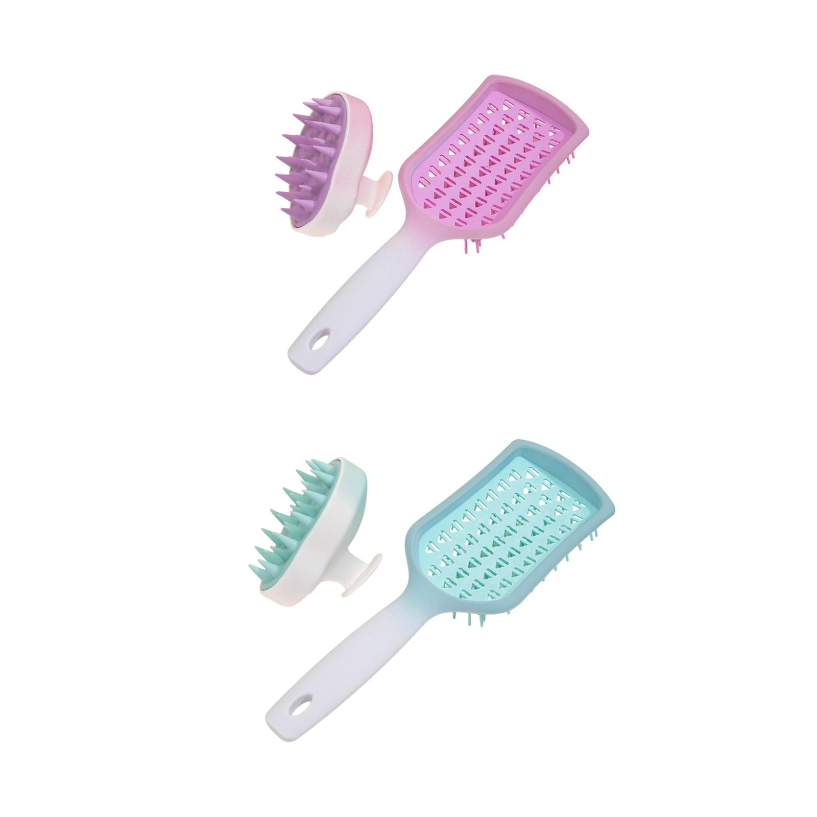 2Pcs Comb Head Massage Hair Detangling Brush for All Hair Types Men Violet
