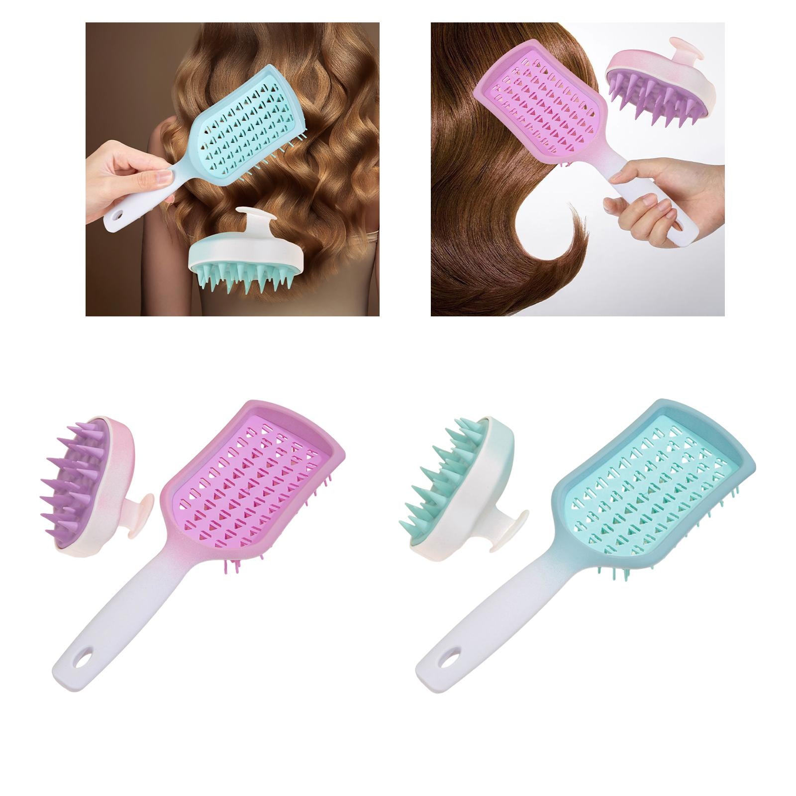 2Pcs Comb Head Massage Hair Detangling Brush for All Hair Types Men Violet