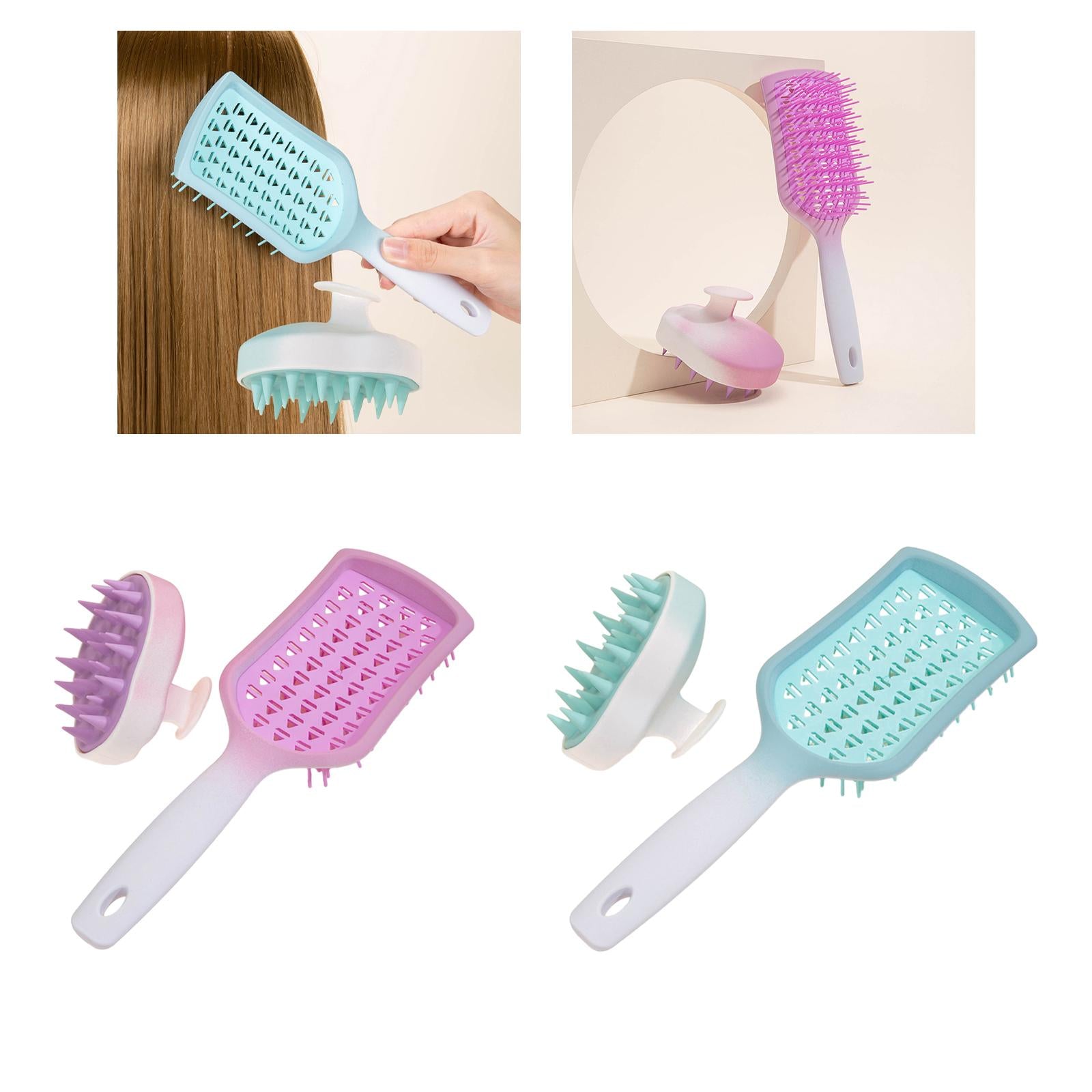 2Pcs Comb Head Massage Hair Detangling Brush for All Hair Types Men Violet