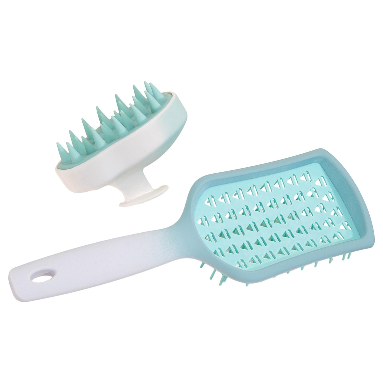 2Pcs Comb Head Massage Hair Detangling Brush for All Hair Types Men Green