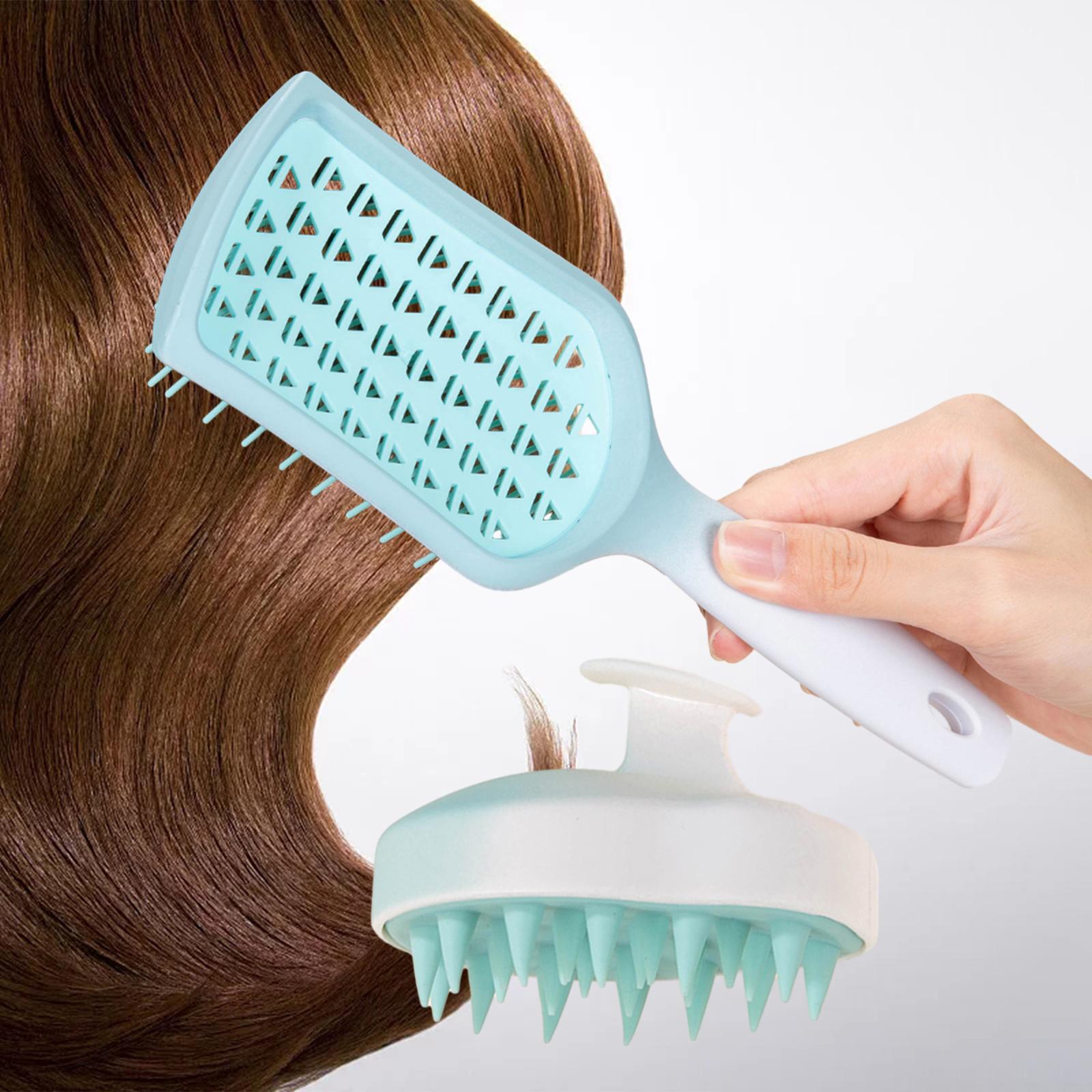 2Pcs Comb Head Massage Hair Detangling Brush for All Hair Types Men Green