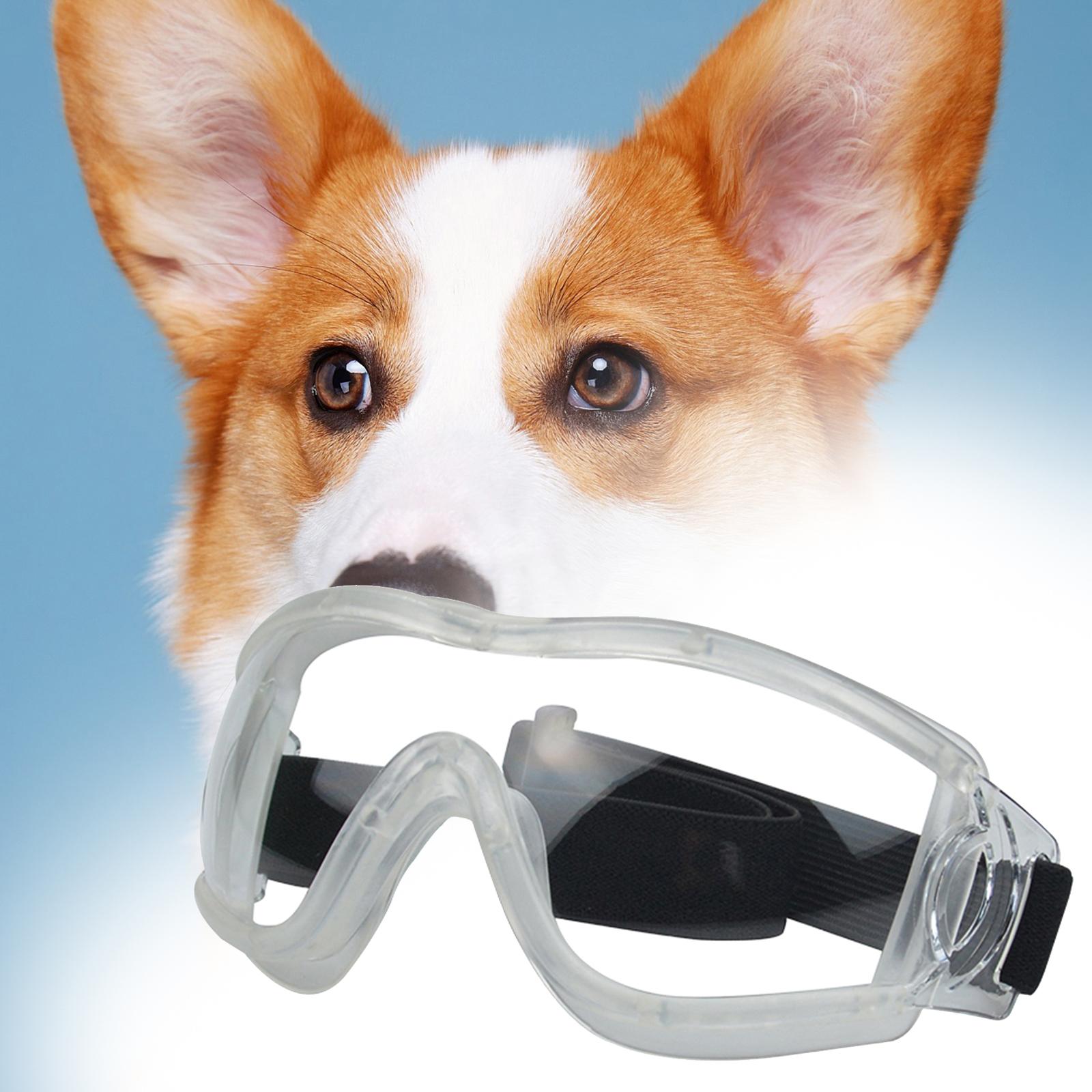 Dog Sunglasses Sun Protection for Medium Dog Windproof Dustproof Dog Goggles white frame clear