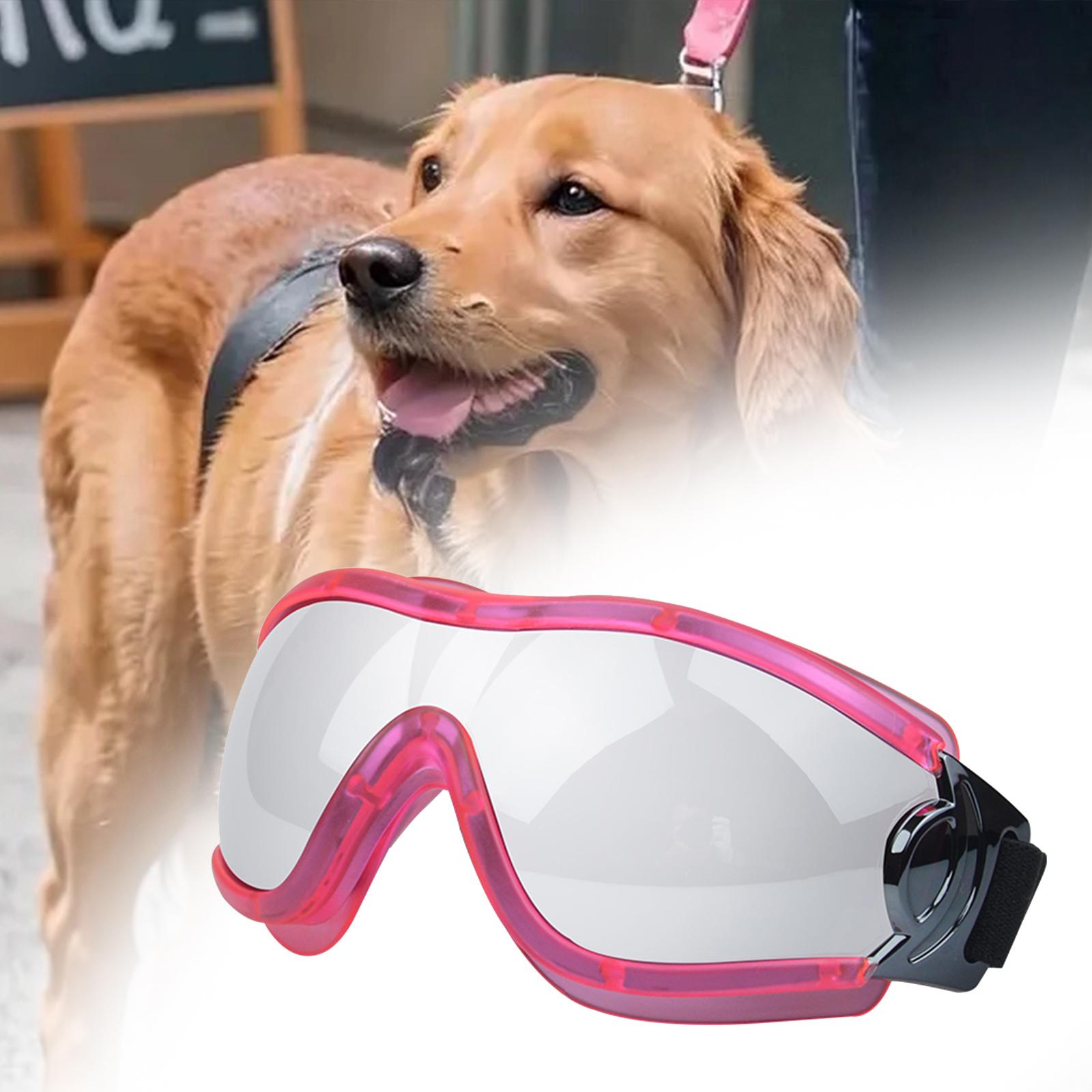 Dog Sunglasses Sun Protection for Medium Dog Windproof Dustproof Dog Goggles pink frame silver