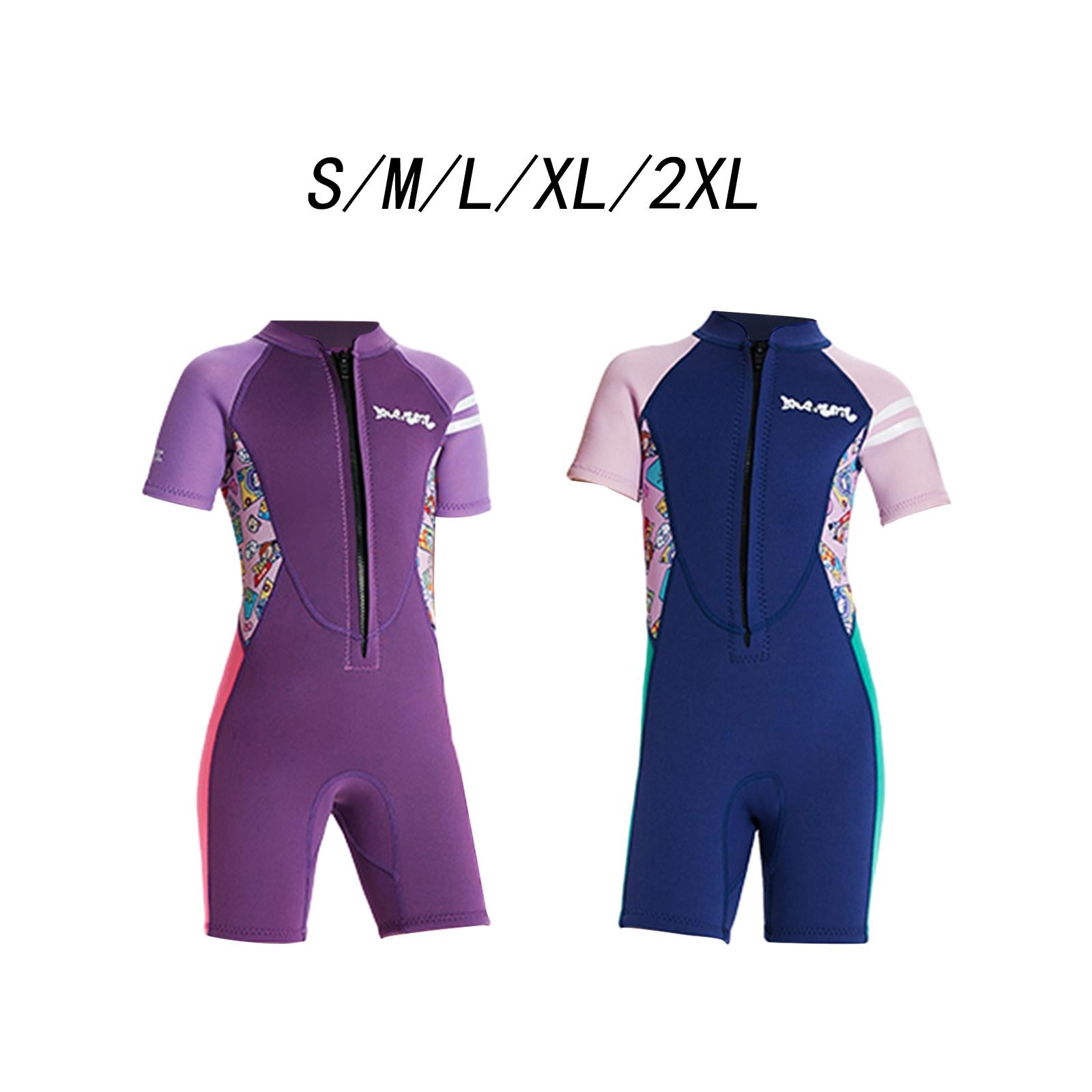 Girls Sport Short Swimsuit Scuba Diving Suit for Sailing Canoeing Snorkeling Violet S