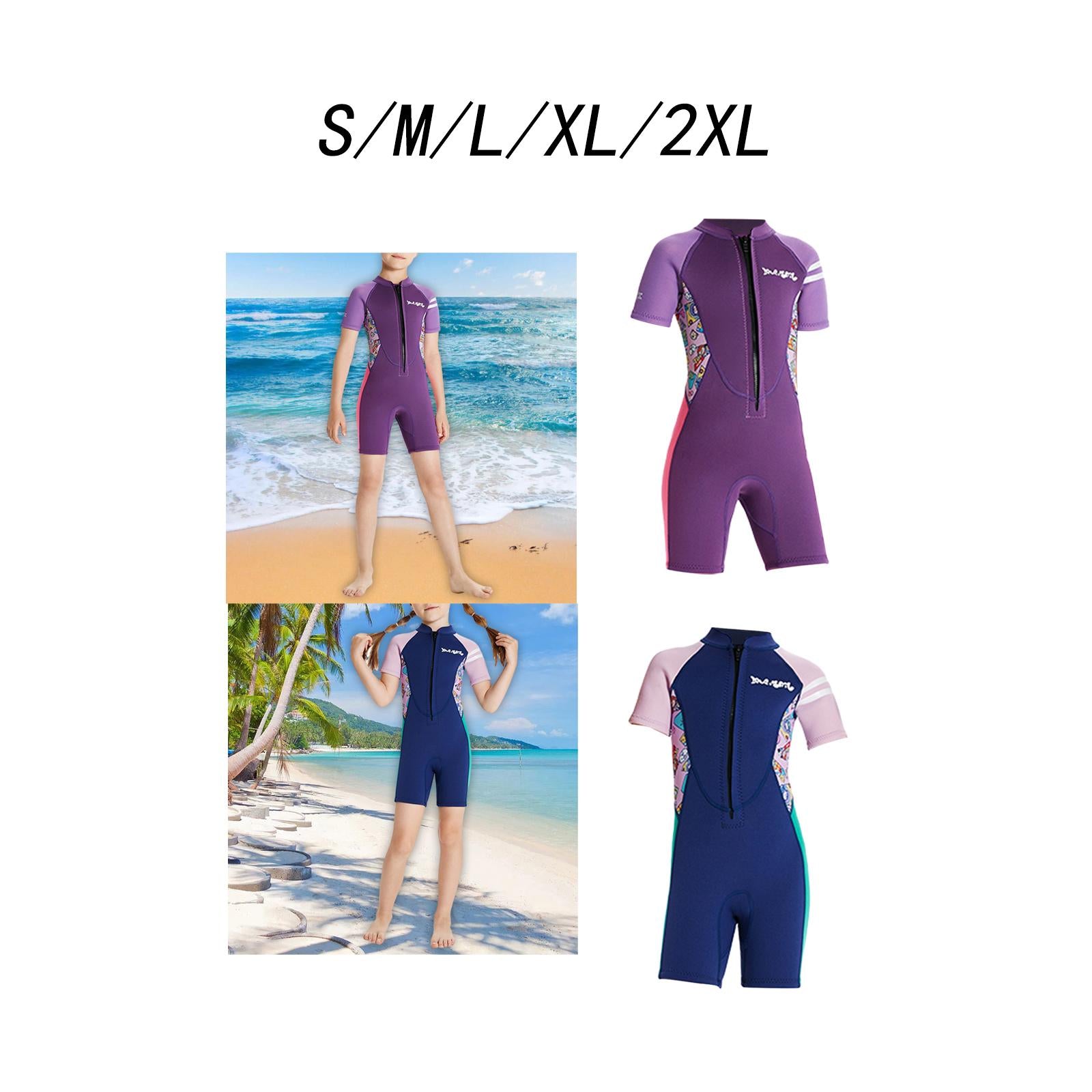 Girls Sport Short Swimsuit Scuba Diving Suit for Sailing Canoeing Snorkeling Violet S