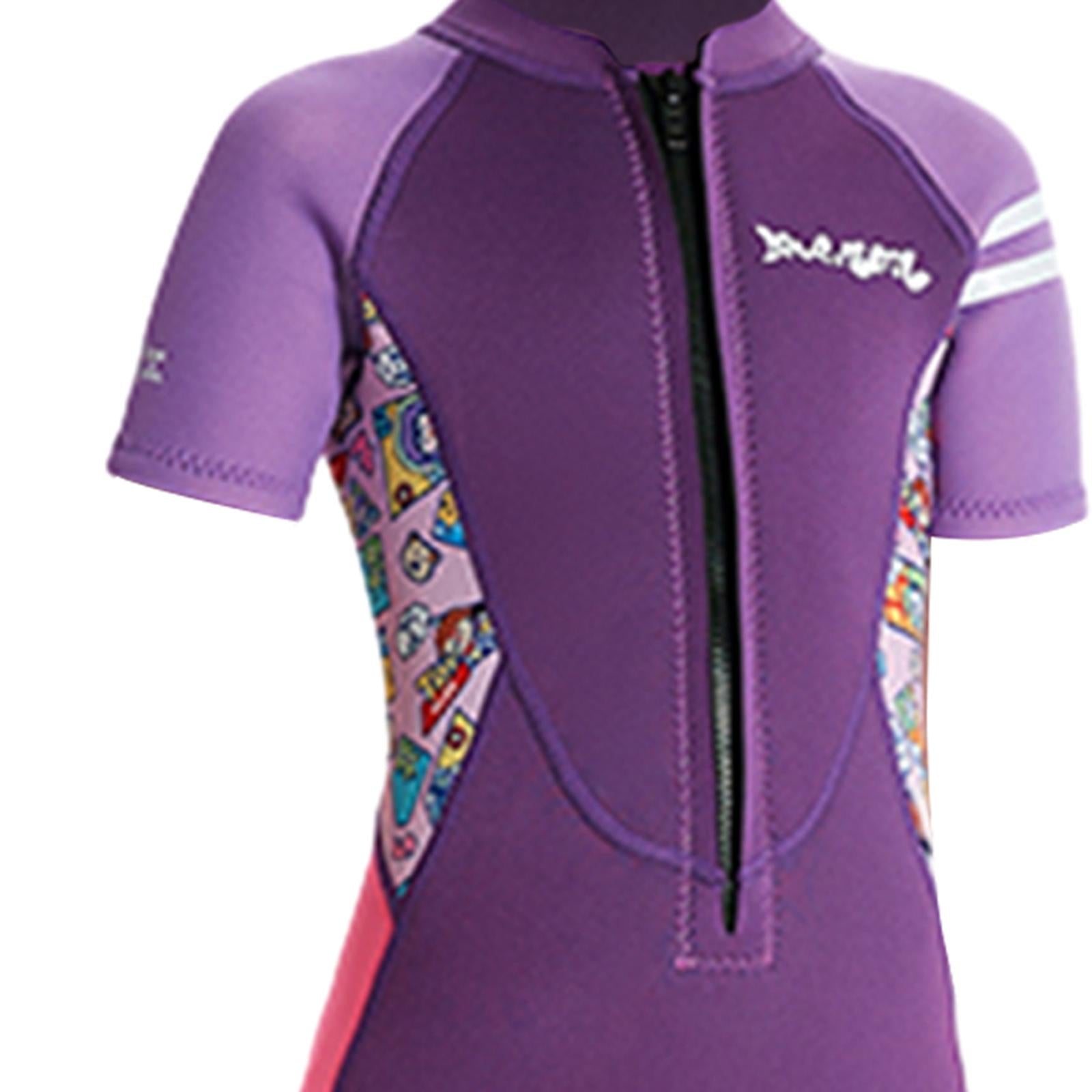 Girls Sport Short Swimsuit Scuba Diving Suit for Sailing Canoeing Snorkeling Violet L