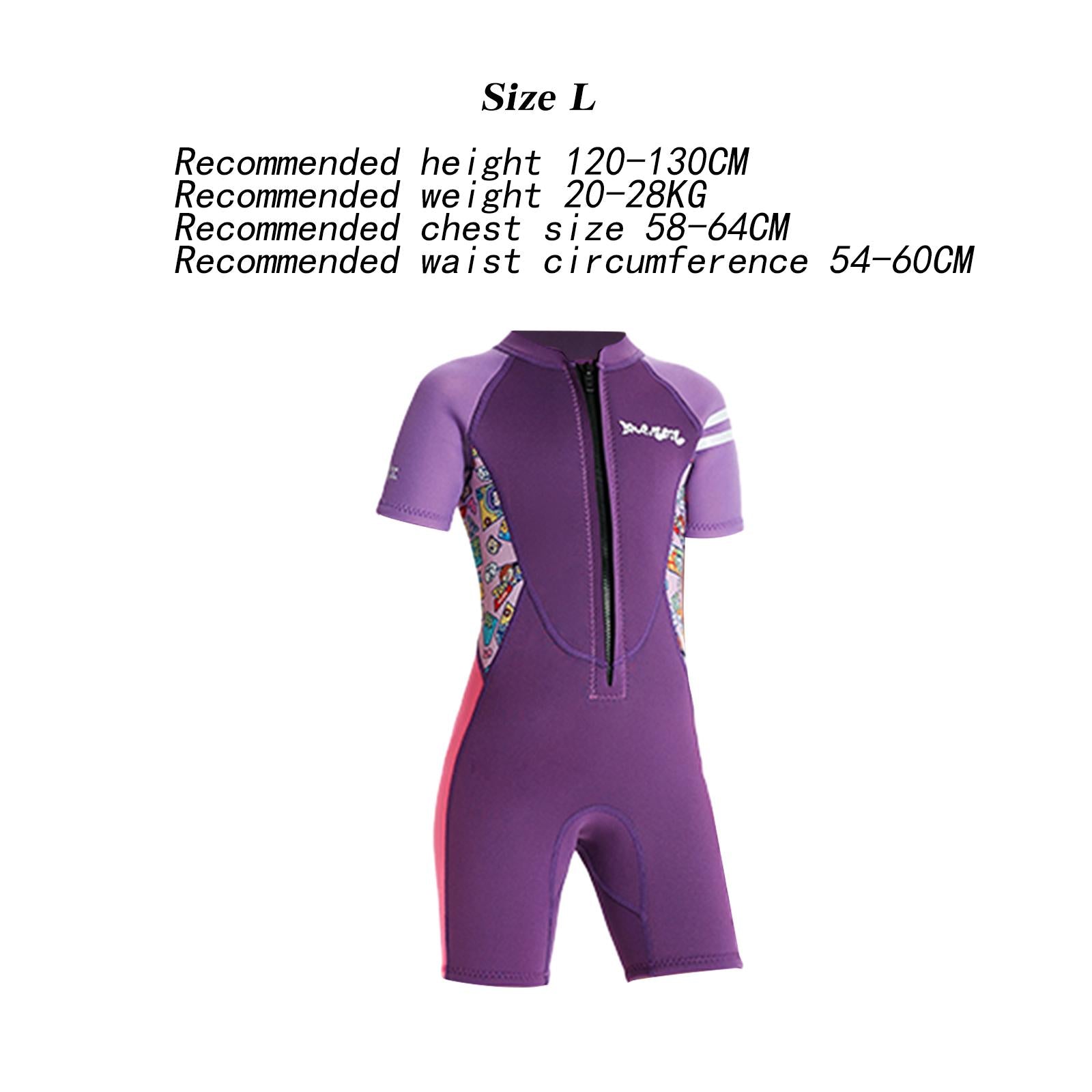 Girls Sport Short Swimsuit Scuba Diving Suit for Sailing Canoeing Snorkeling Violet L