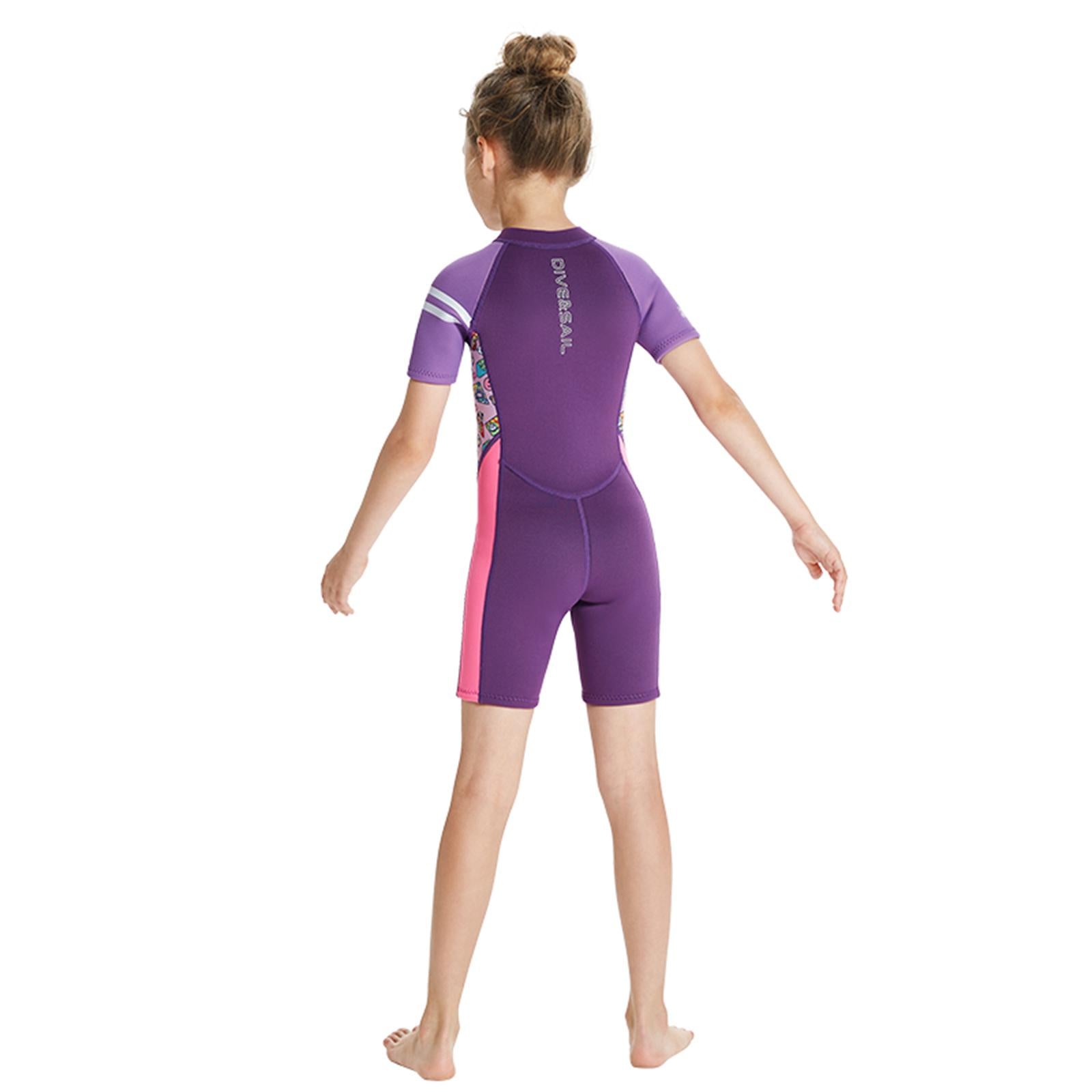 Girls Sport Short Swimsuit Scuba Diving Suit for Sailing Canoeing Snorkeling Violet XL