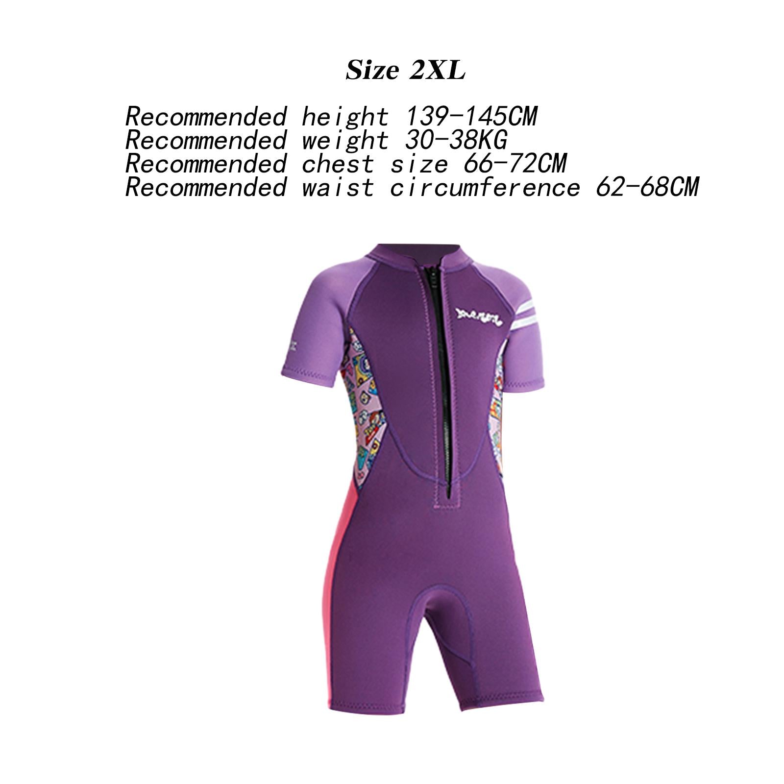 Girls Sport Short Swimsuit Scuba Diving Suit for Sailing Canoeing Snorkeling Violet 2XL