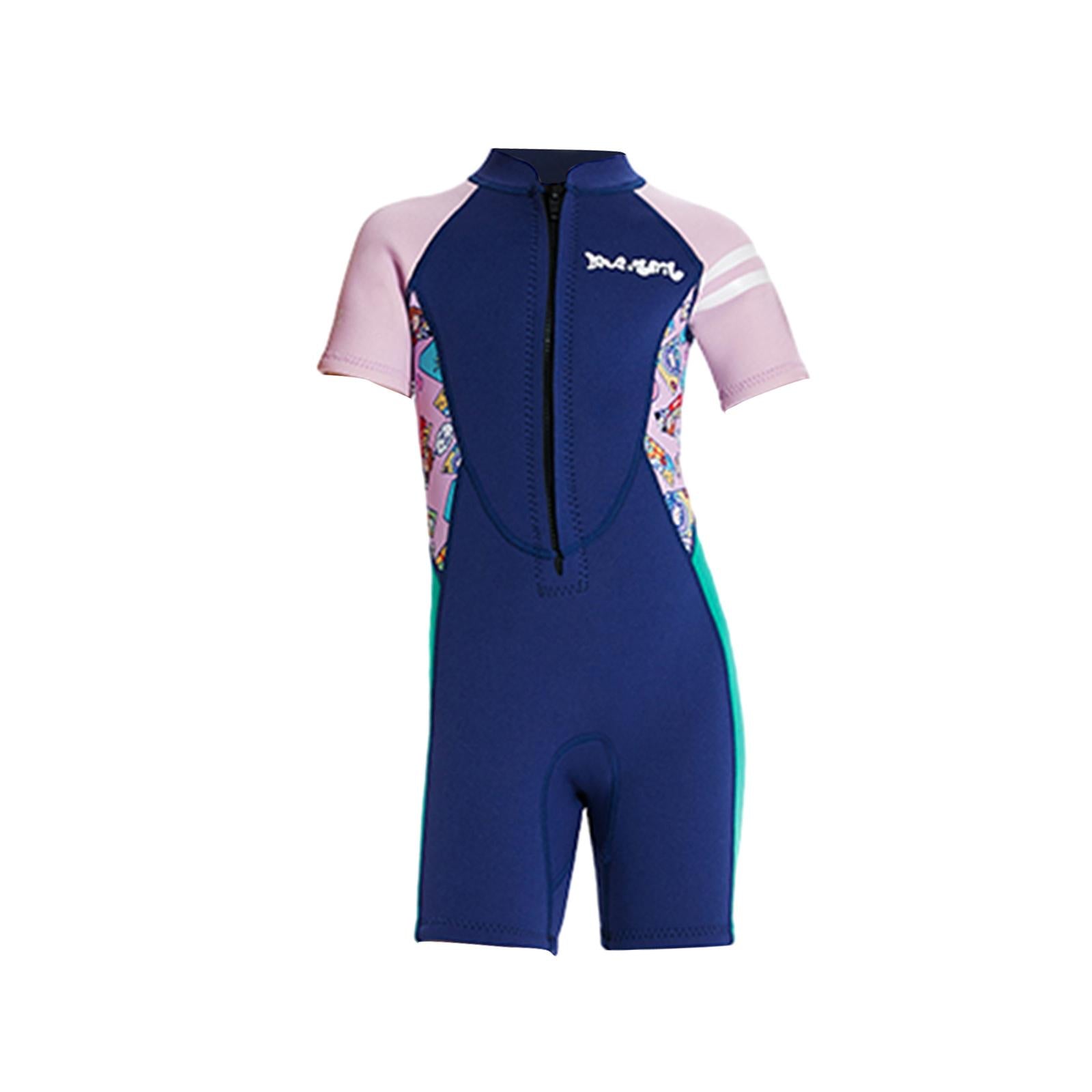 Girls Sport Short Swimsuit Scuba Diving Suit for Sailing Canoeing Snorkeling Blue Large