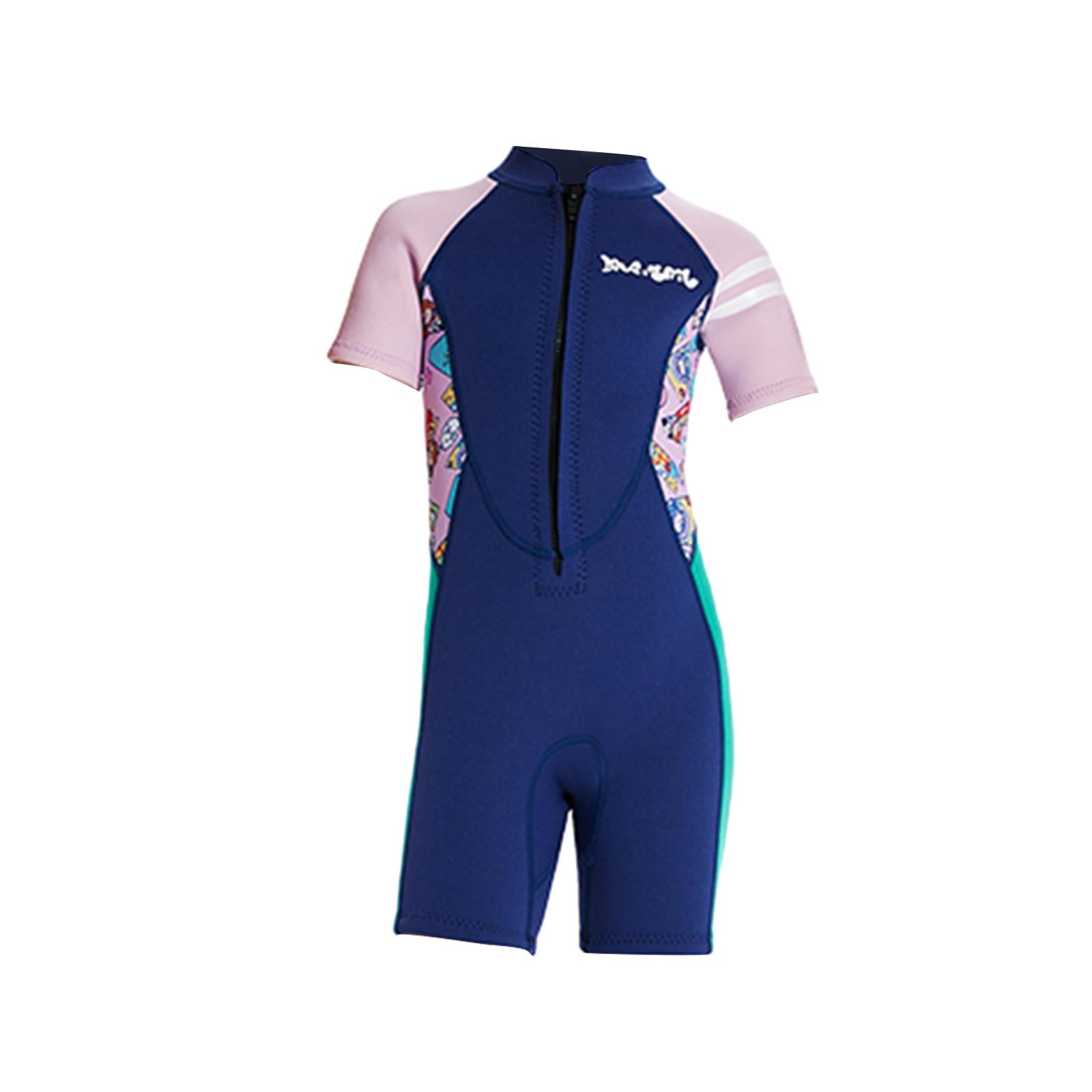 Girls Sport Short Swimsuit Scuba Diving Suit for Sailing Canoeing Snorkeling Blue 2XL