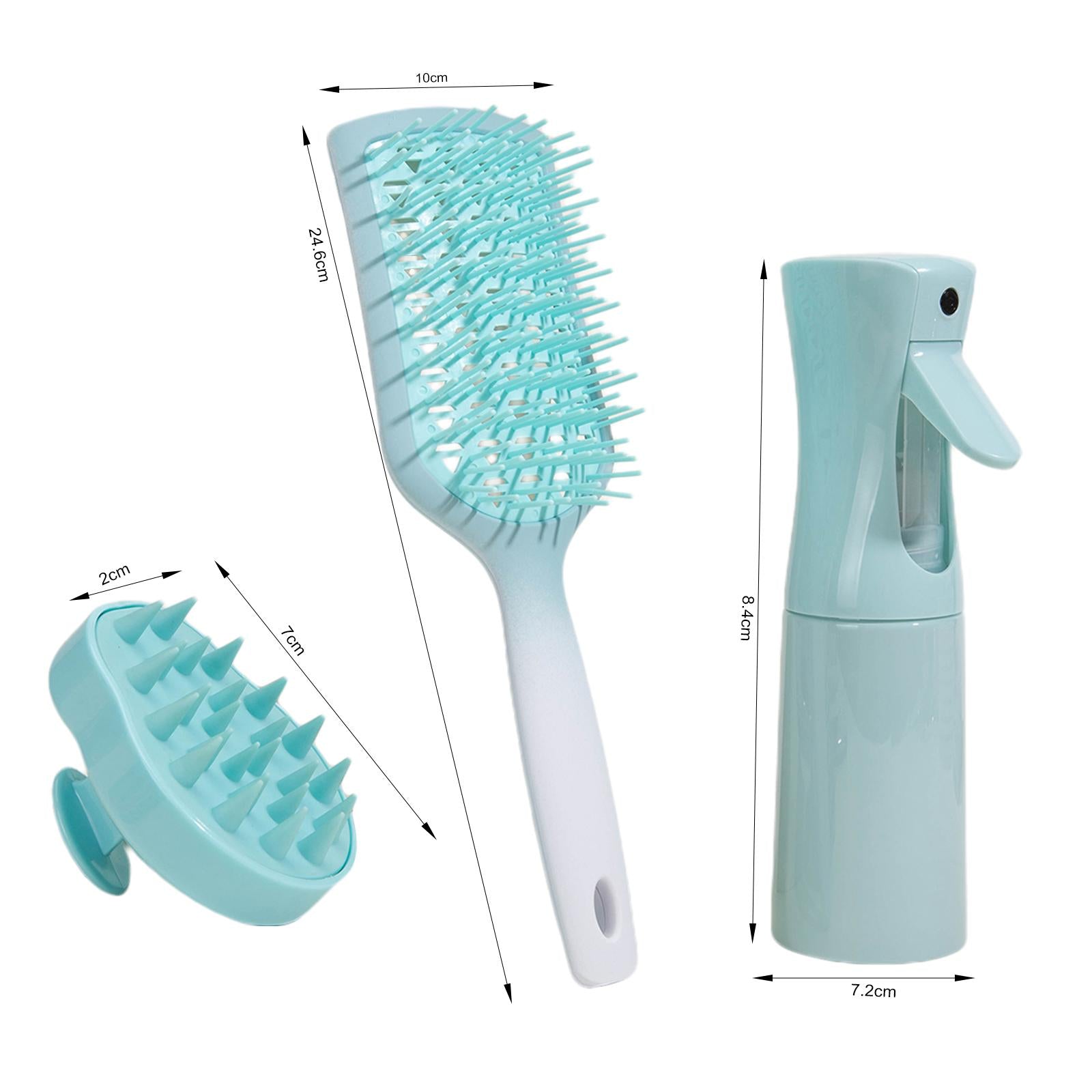 3x Hair Brush Set for Curly Hair Antitangle Wet and Dry Hair Detangler Brush