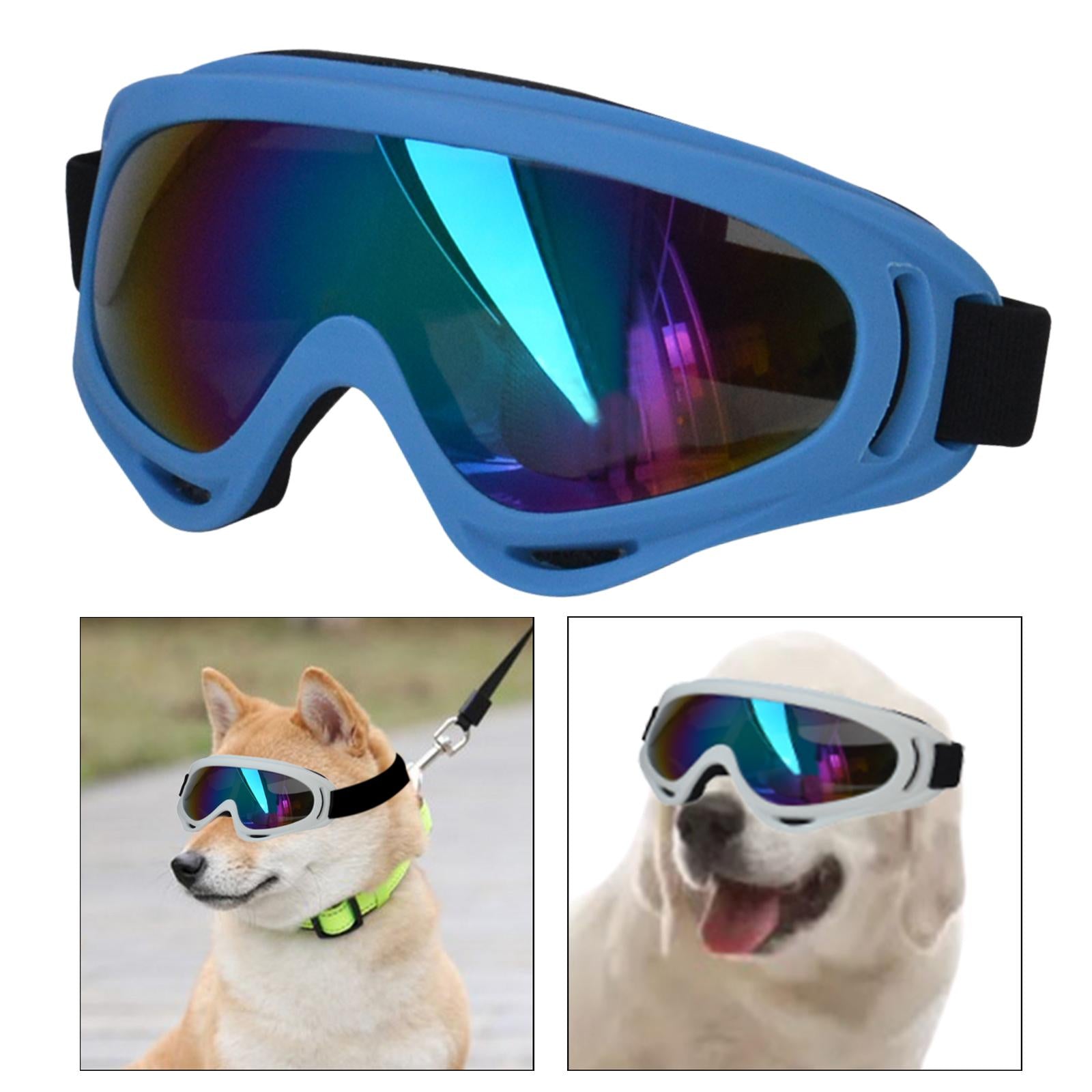 Dog Glasses with Adjustable Strap Windproof Sun Glasses Eye Wear Pet Glasses Light Blue