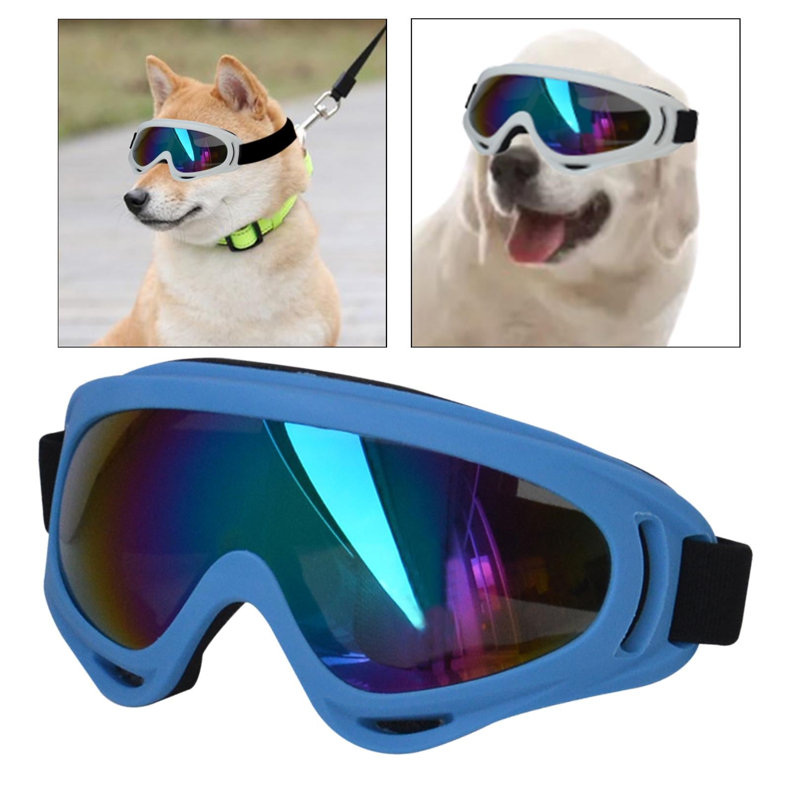Dog Glasses with Adjustable Strap Windproof Sun Glasses Eye Wear Pet Glasses Light Blue
