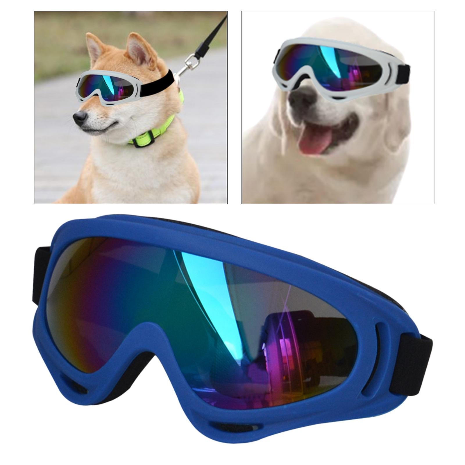 Dog Glasses with Adjustable Strap Windproof Sun Glasses Eye Wear Pet Glasses Deep Blue